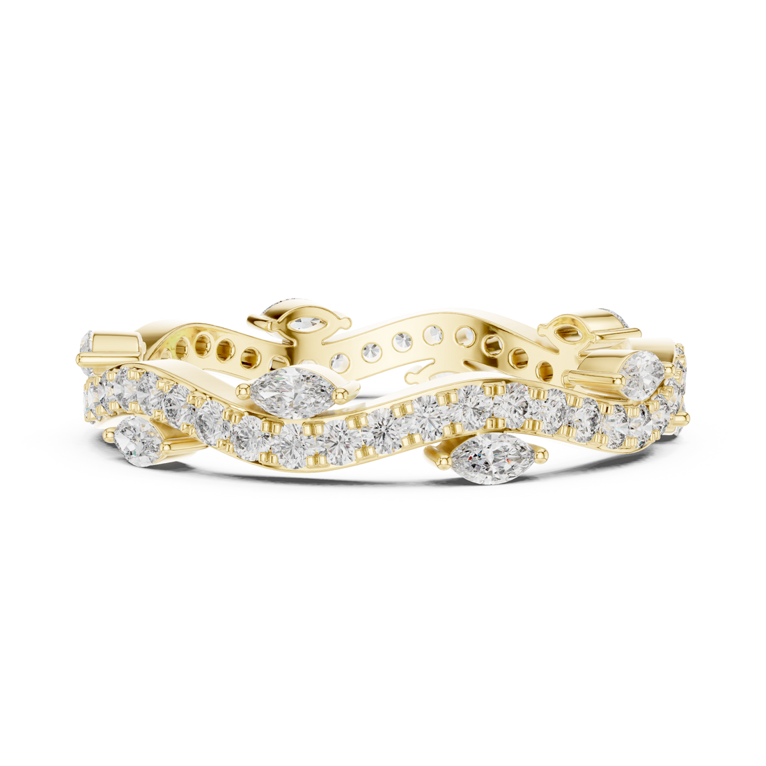 Marquise & Round Lab-Grown Diamond Eternity Band Ring | 14K & 18K Gold | Kiashaa Jewellery