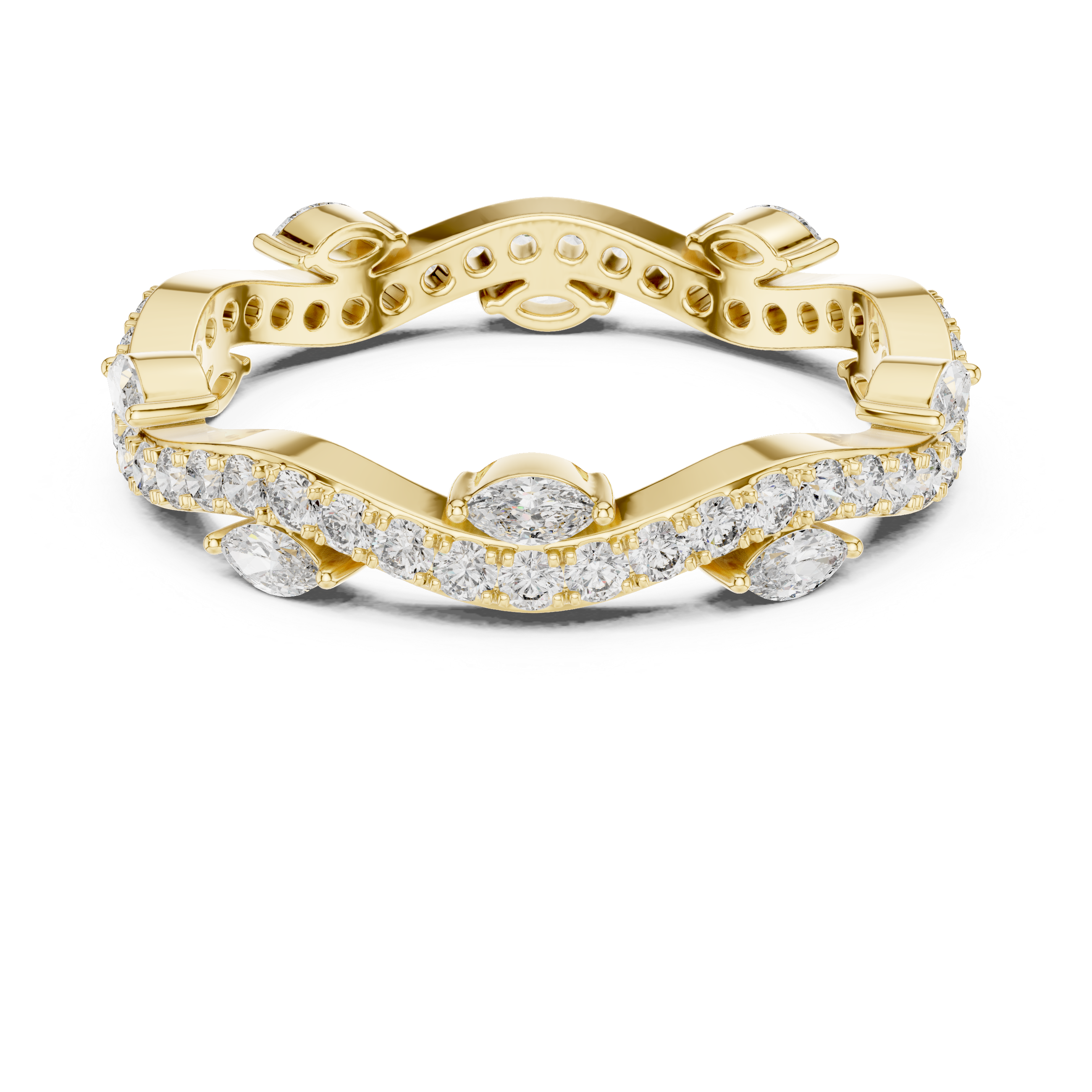 Marquise & Round Lab-Grown Diamond Eternity Band Ring | 14K & 18K Gold | Kiashaa Jewellery