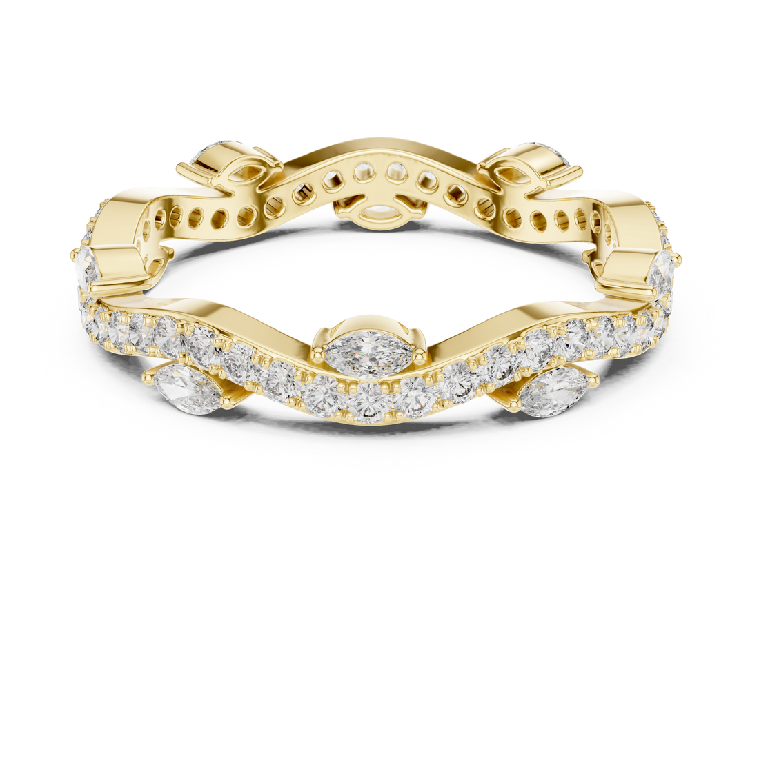 Marquise & Round Lab-Grown Diamond Eternity Band Ring | 14K & 18K Gold | Kiashaa Jewellery