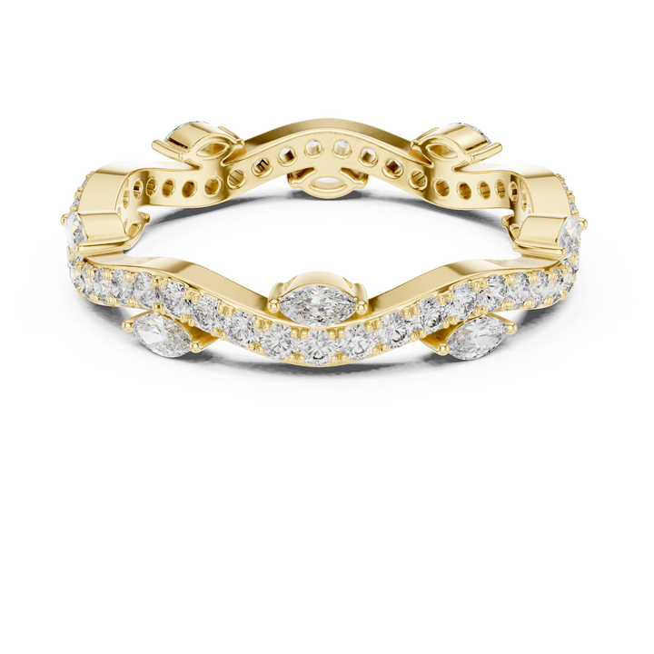 Marquise & Round Lab-Grown Diamond Eternity Band Ring | 14K & 18K Gold | Kiashaa Jewellery
