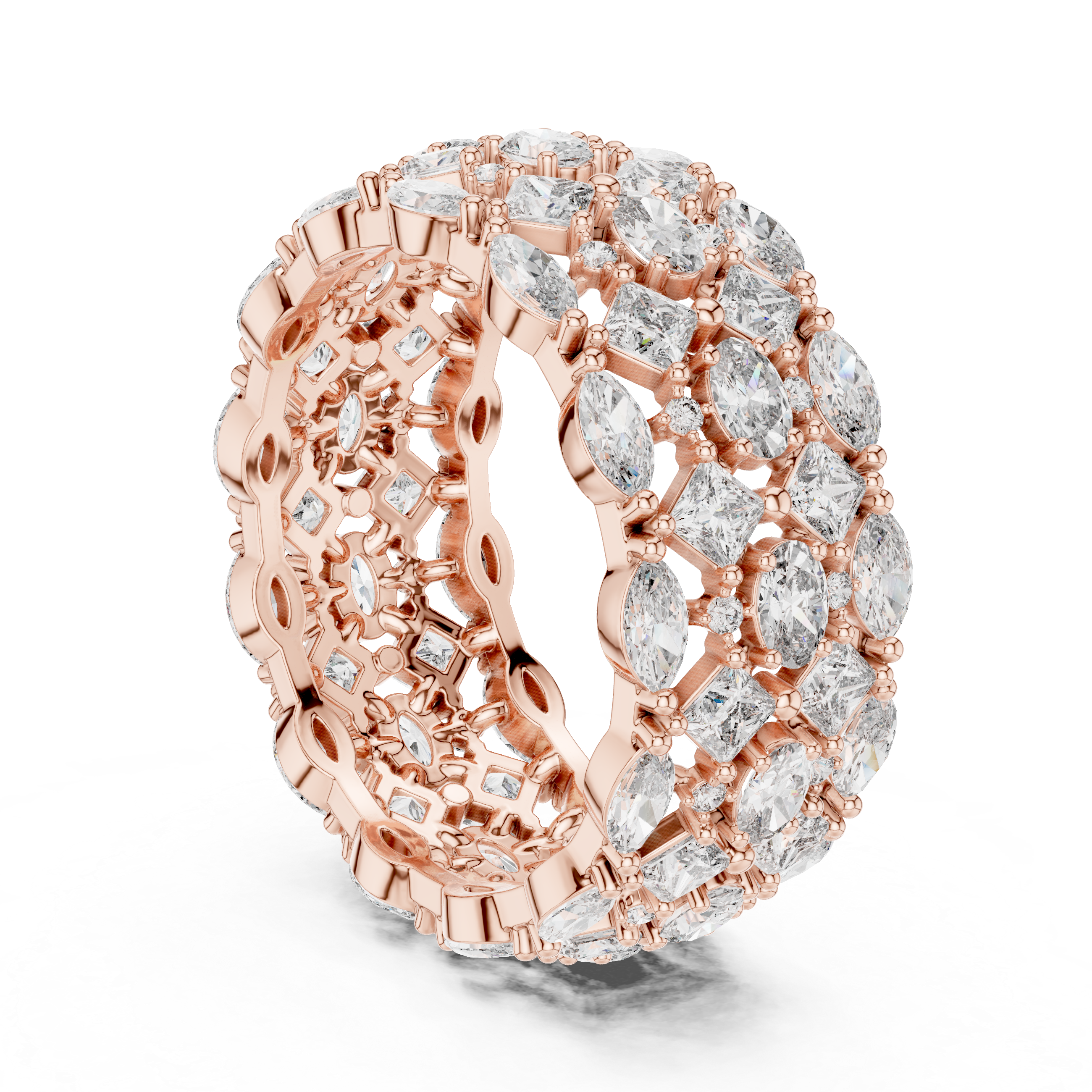 Luxury Multi-Cut Lab-Grown Diamond Eternity Band Ring | 14K & 18K Gold | Kiashaa Jewellery