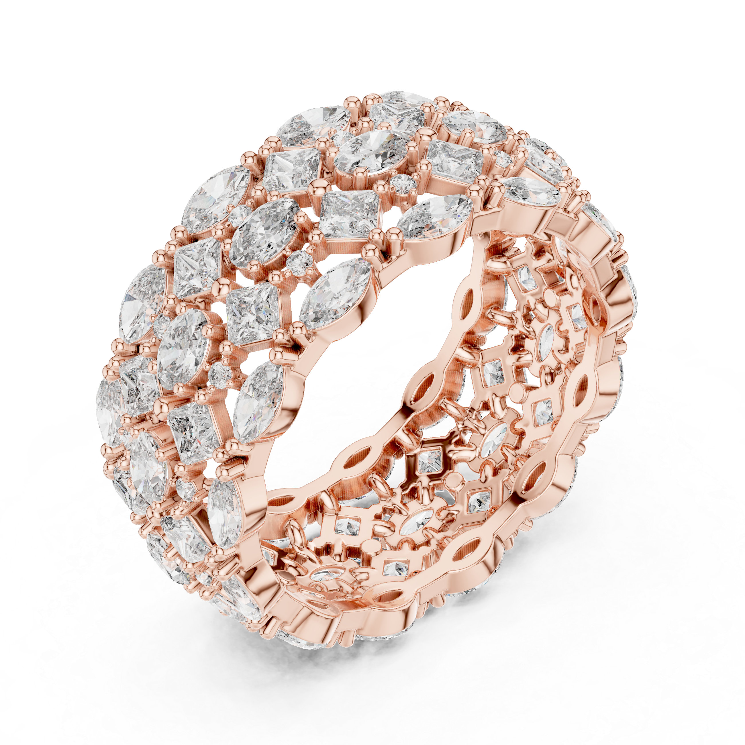 Luxury Multi-Cut Lab-Grown Diamond Eternity Band Ring | 14K & 18K Gold | Kiashaa Jewellery