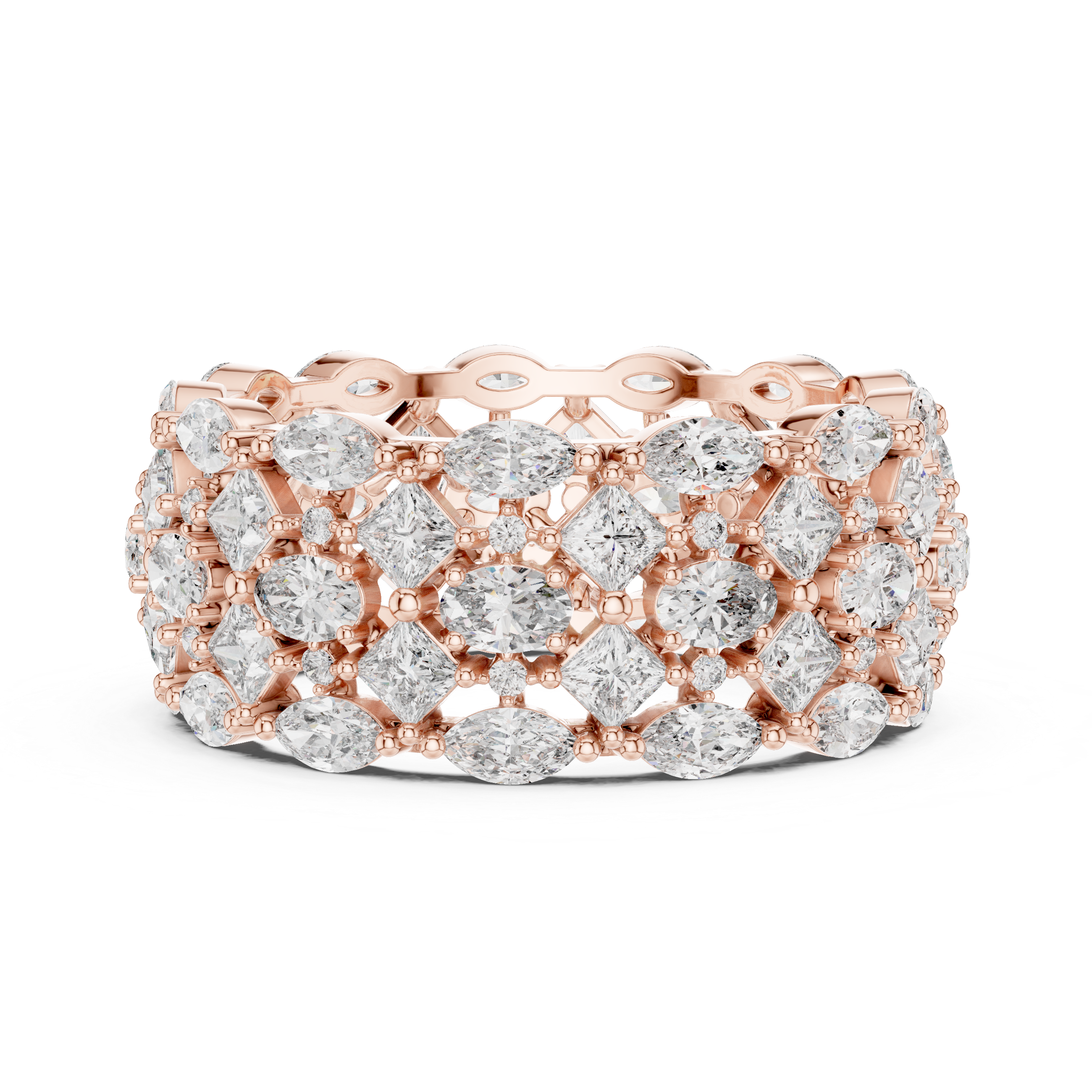 Luxury Multi-Cut Lab-Grown Diamond Eternity Band Ring | 14K & 18K Gold | Kiashaa Jewellery