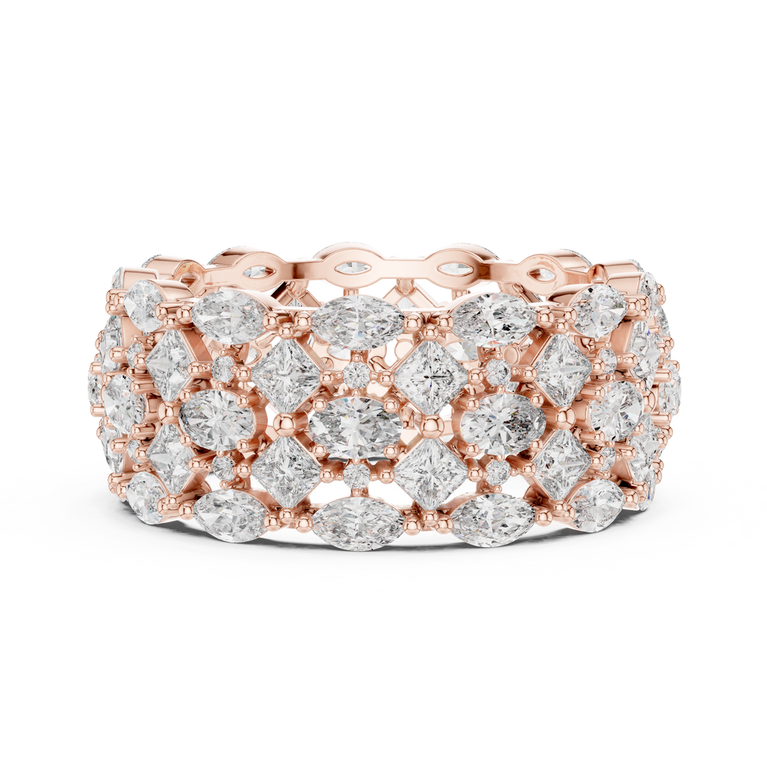Luxury Multi-Cut Lab-Grown Diamond Eternity Band Ring | 14K & 18K Gold | Kiashaa Jewellery