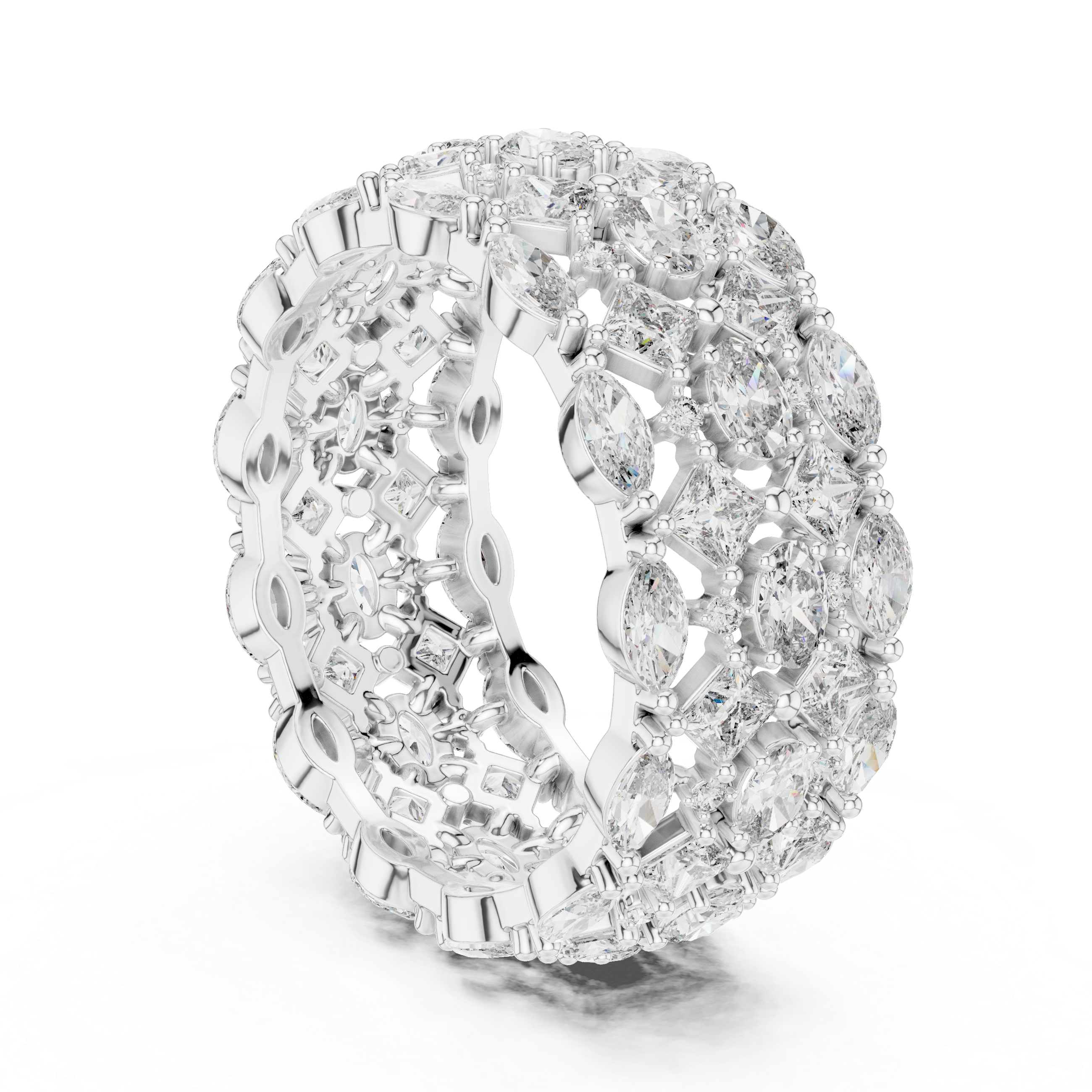 Luxury Multi-Cut Lab-Grown Diamond Eternity Band Ring | 14K & 18K Gold | Kiashaa Jewellery