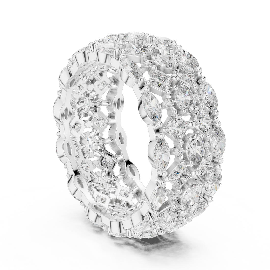 Luxury Multi-Cut Lab-Grown Diamond Eternity Band Ring | 14K & 18K Gold | Kiashaa Jewellery