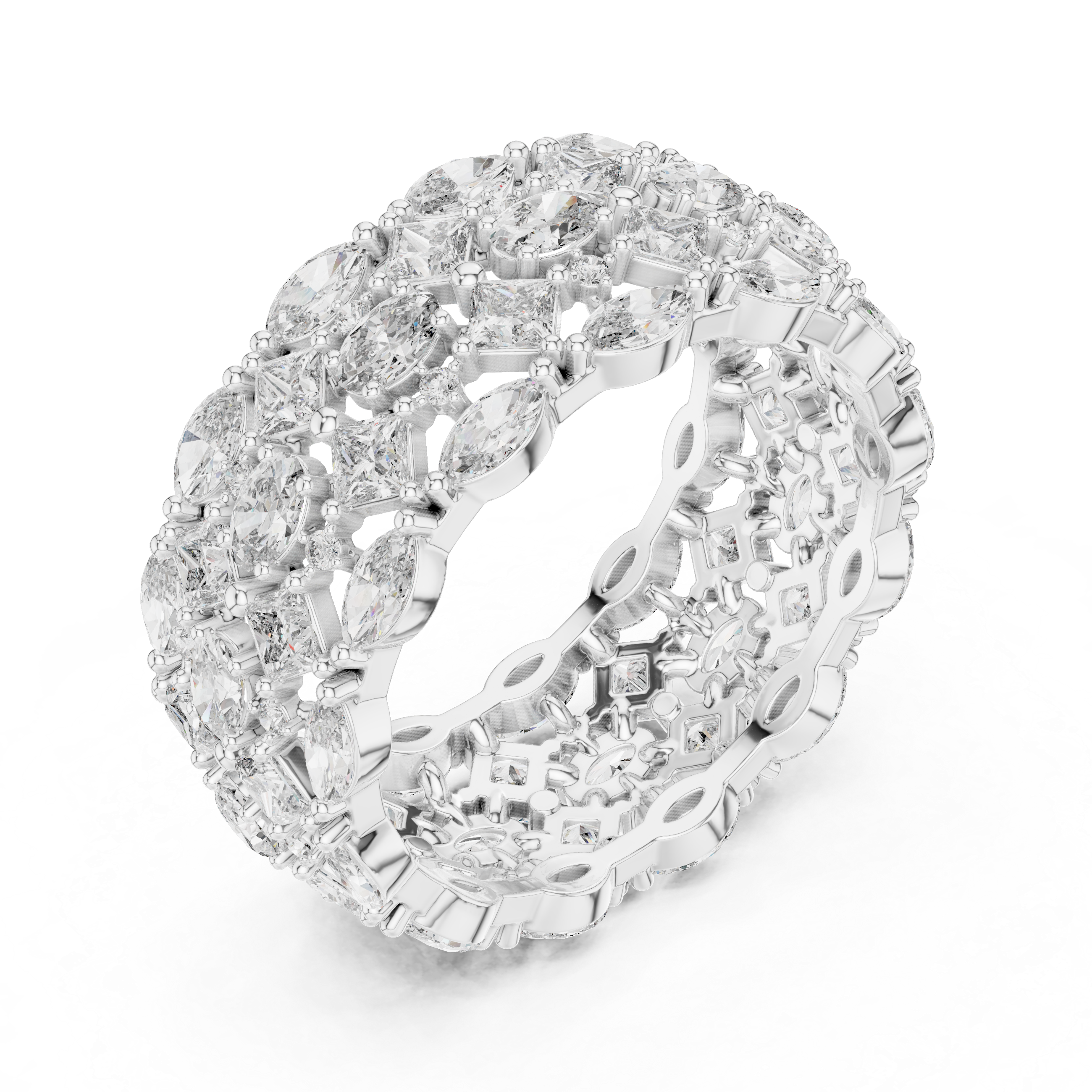 Luxury Multi-Cut Lab-Grown Diamond Eternity Band Ring | 14K & 18K Gold | Kiashaa Jewellery