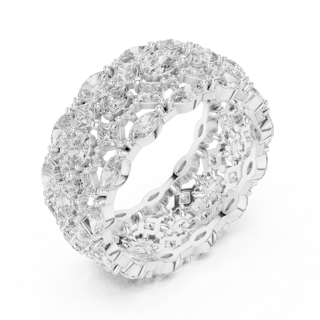 Luxury Multi-Cut Lab-Grown Diamond Eternity Band Ring | 14K & 18K Gold | Kiashaa Jewellery