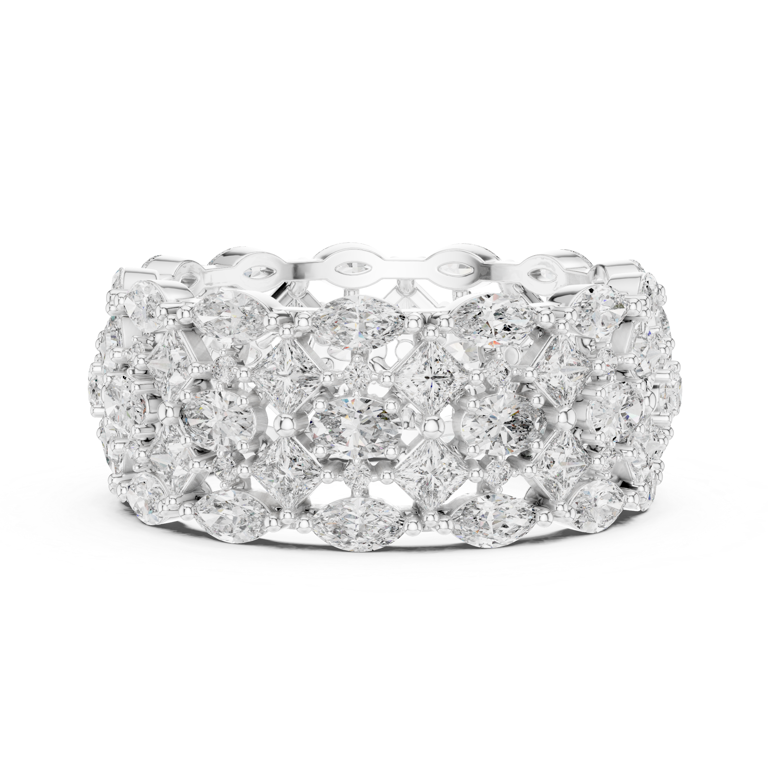 Luxury Multi-Cut Lab-Grown Diamond Eternity Band Ring | 14K & 18K Gold | Kiashaa Jewellery