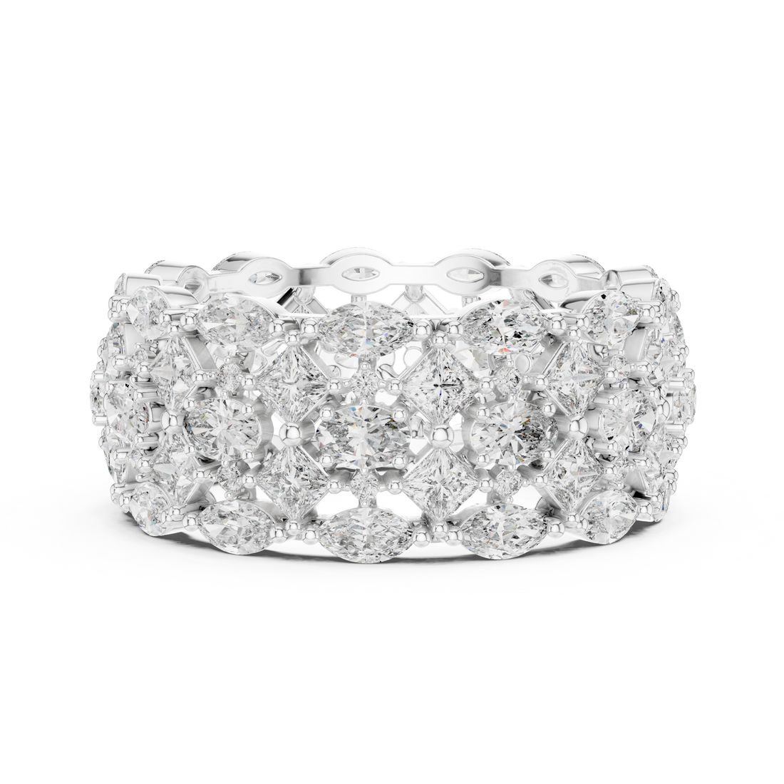 Luxury Multi-Cut Lab-Grown Diamond Eternity Band Ring | 14K & 18K Gold | Kiashaa Jewellery