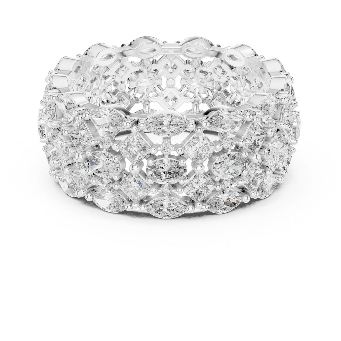 Luxury Multi-Cut Lab-Grown Diamond Eternity Band Ring | 14K & 18K Gold | Kiashaa Jewellery