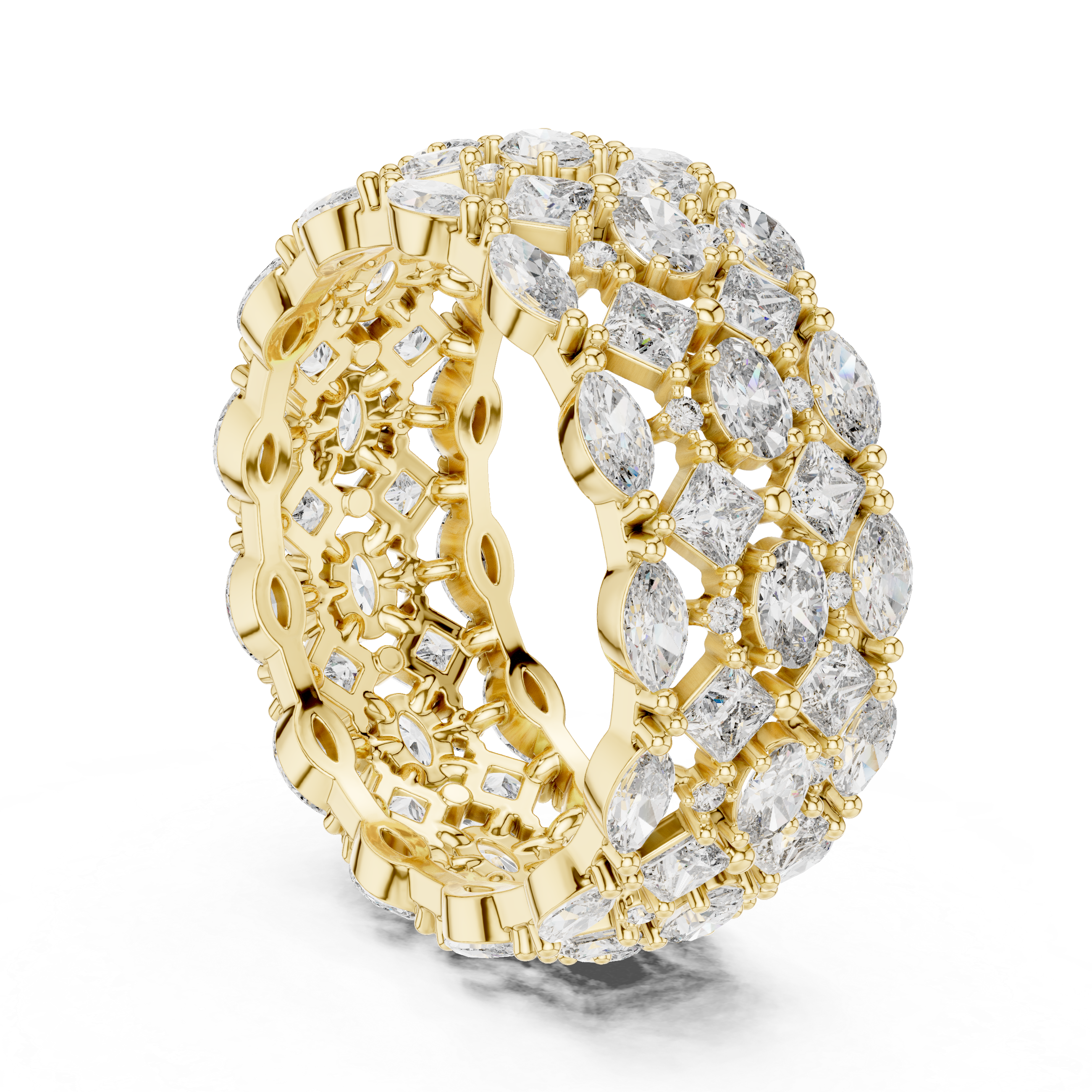 Luxury Multi-Cut Lab-Grown Diamond Eternity Band Ring | 14K & 18K Gold | Kiashaa Jewellery