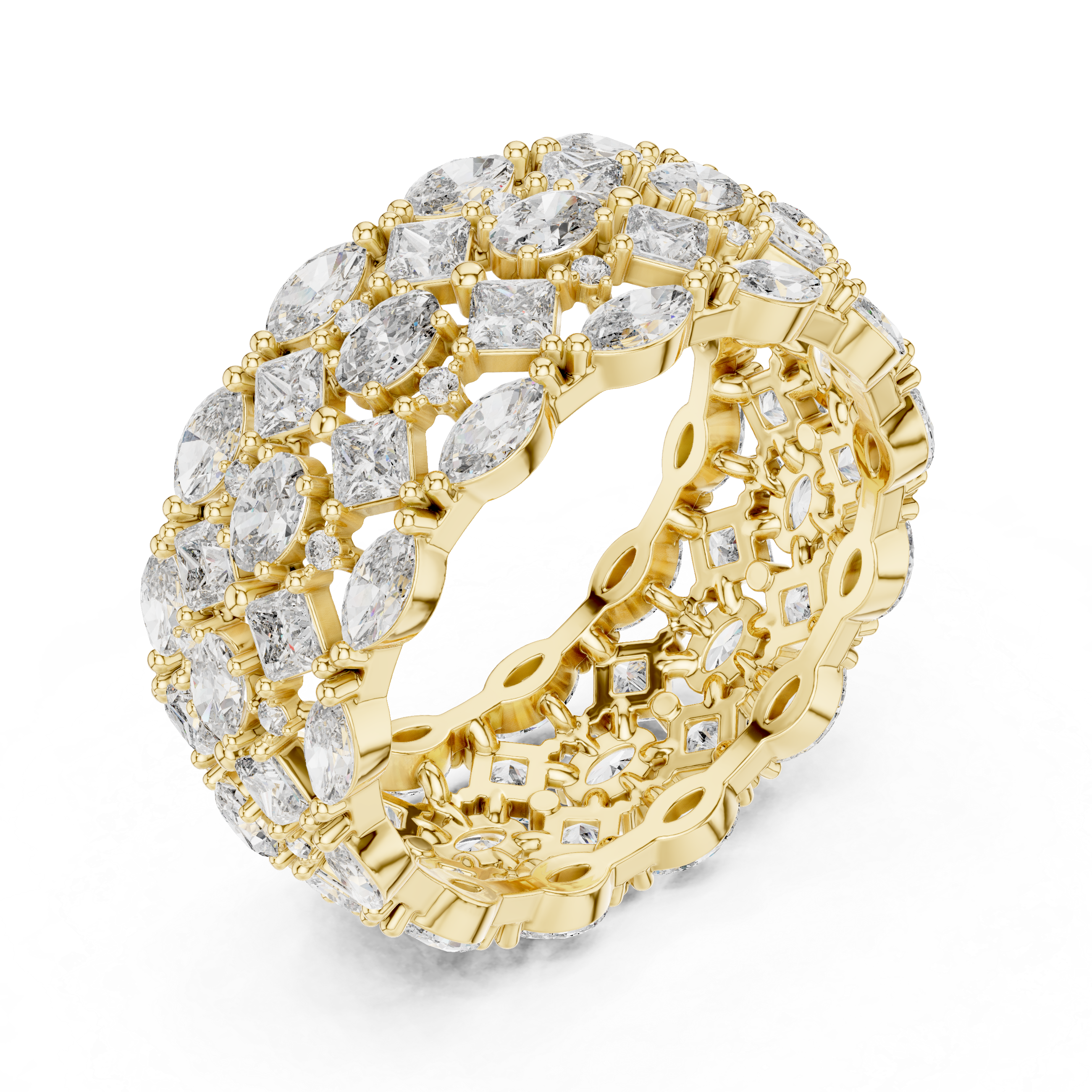 Luxury Multi-Cut Lab-Grown Diamond Eternity Band Ring | 14K & 18K Gold | Kiashaa Jewellery