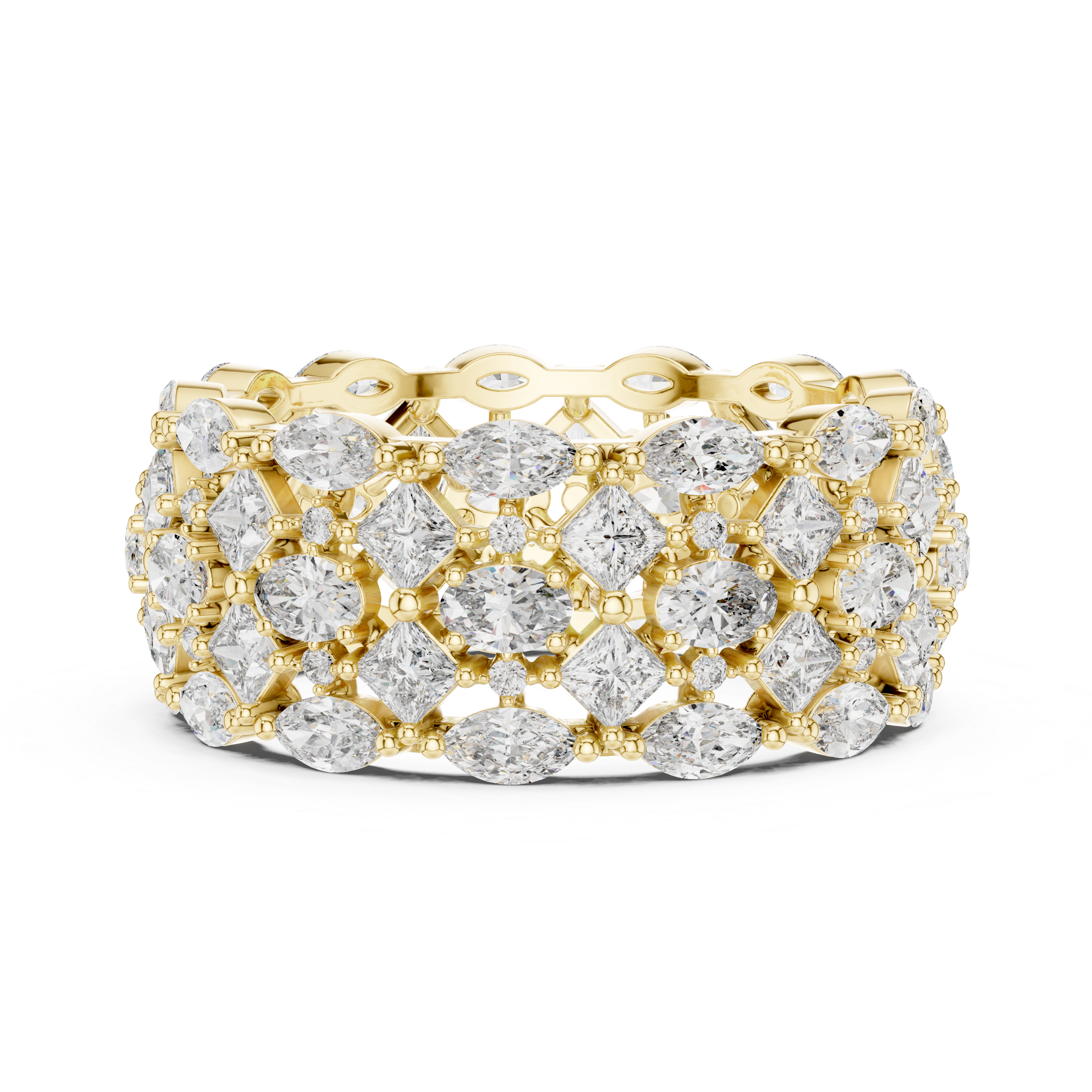 Luxury Multi-Cut Lab-Grown Diamond Eternity Band Ring | 14K & 18K Gold | Kiashaa Jewellery