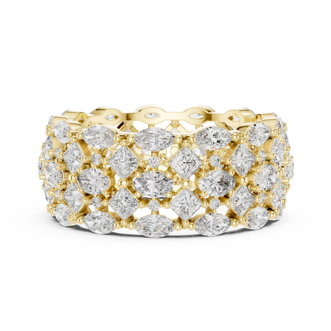 Luxury Multi-Cut Lab-Grown Diamond Eternity Band Ring | 14K & 18K Gold | Kiashaa Jewellery