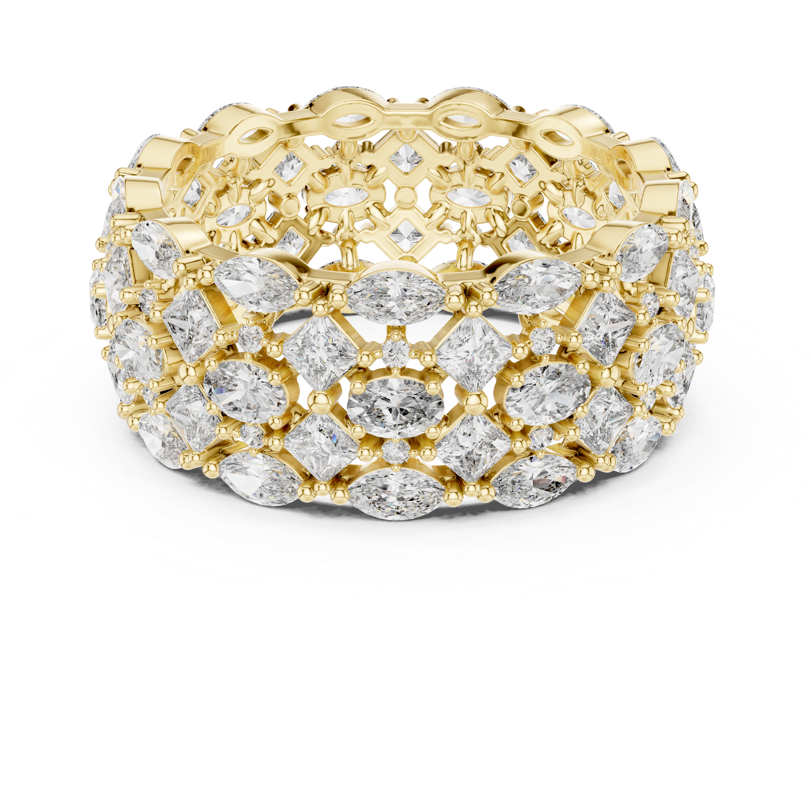 Luxury Multi-Cut Lab-Grown Diamond Eternity Band Ring | 14K & 18K Gold | Kiashaa Jewellery