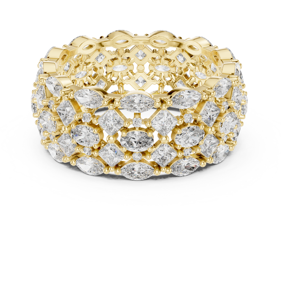 Luxury Multi-Cut Lab-Grown Diamond Eternity Band Ring | 14K & 18K Gold | Kiashaa Jewellery
