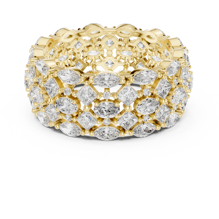 Luxury Multi-Cut Lab-Grown Diamond Eternity Band Ring | 14K & 18K Gold | Kiashaa Jewellery