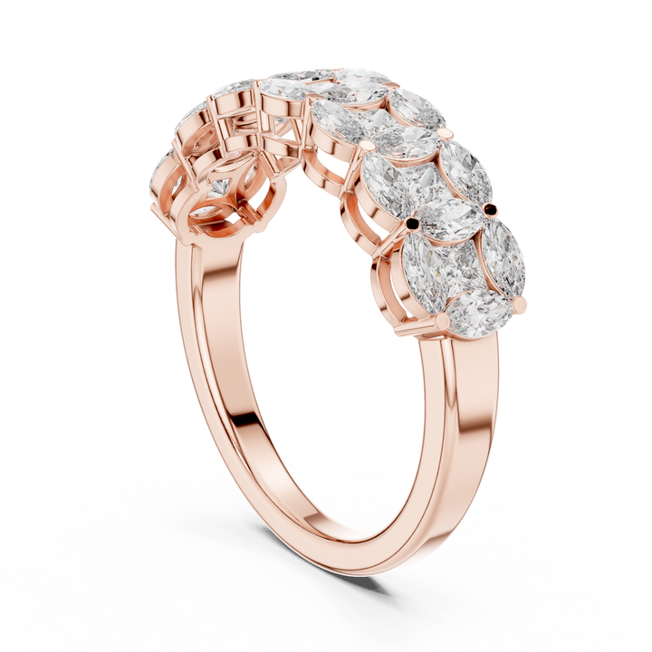 14K/18K Rose Gold Lab-Grown Diamond Half-Eternity Band Ring