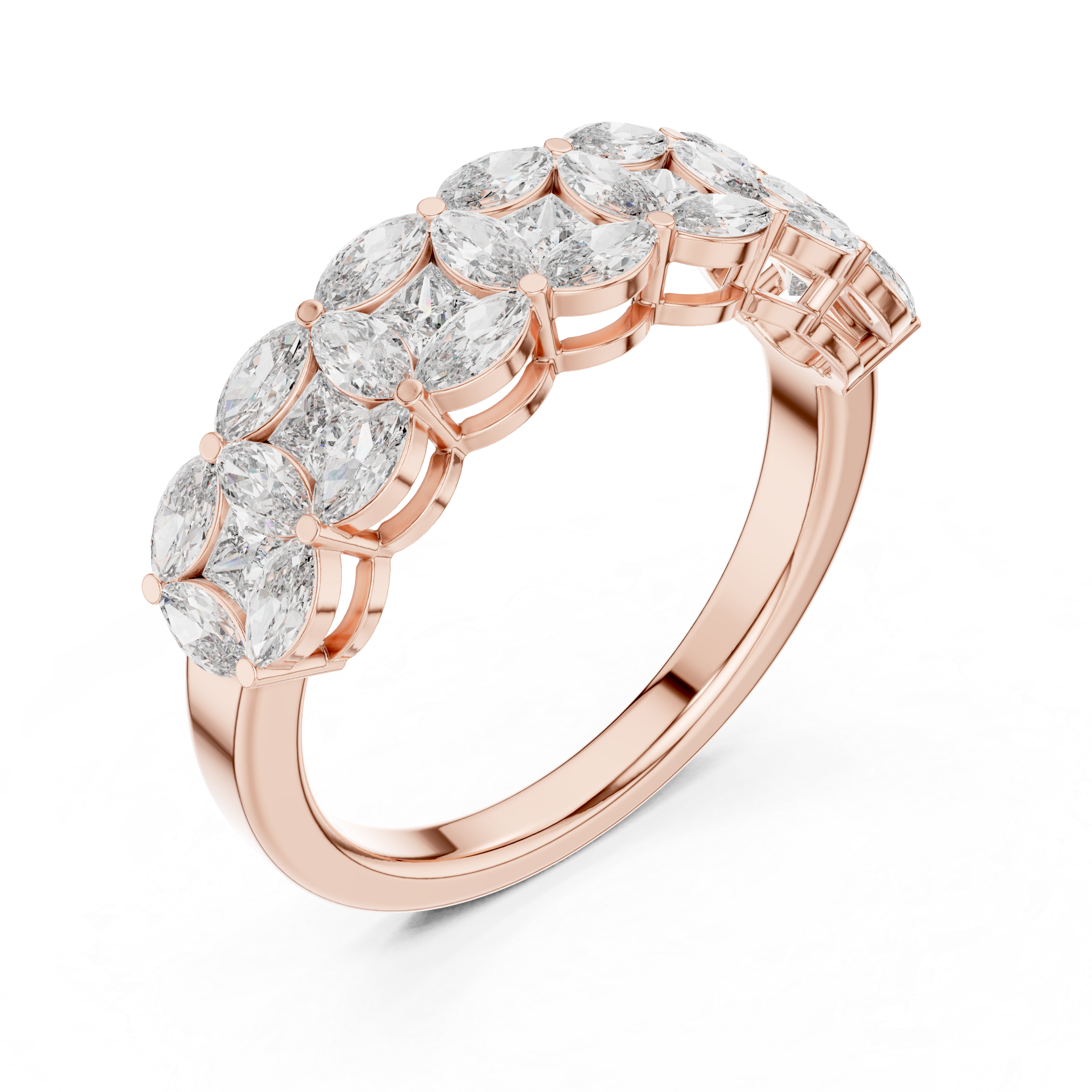 14K/18K Rose Gold Lab-Grown Diamond Half-Eternity Band Ring