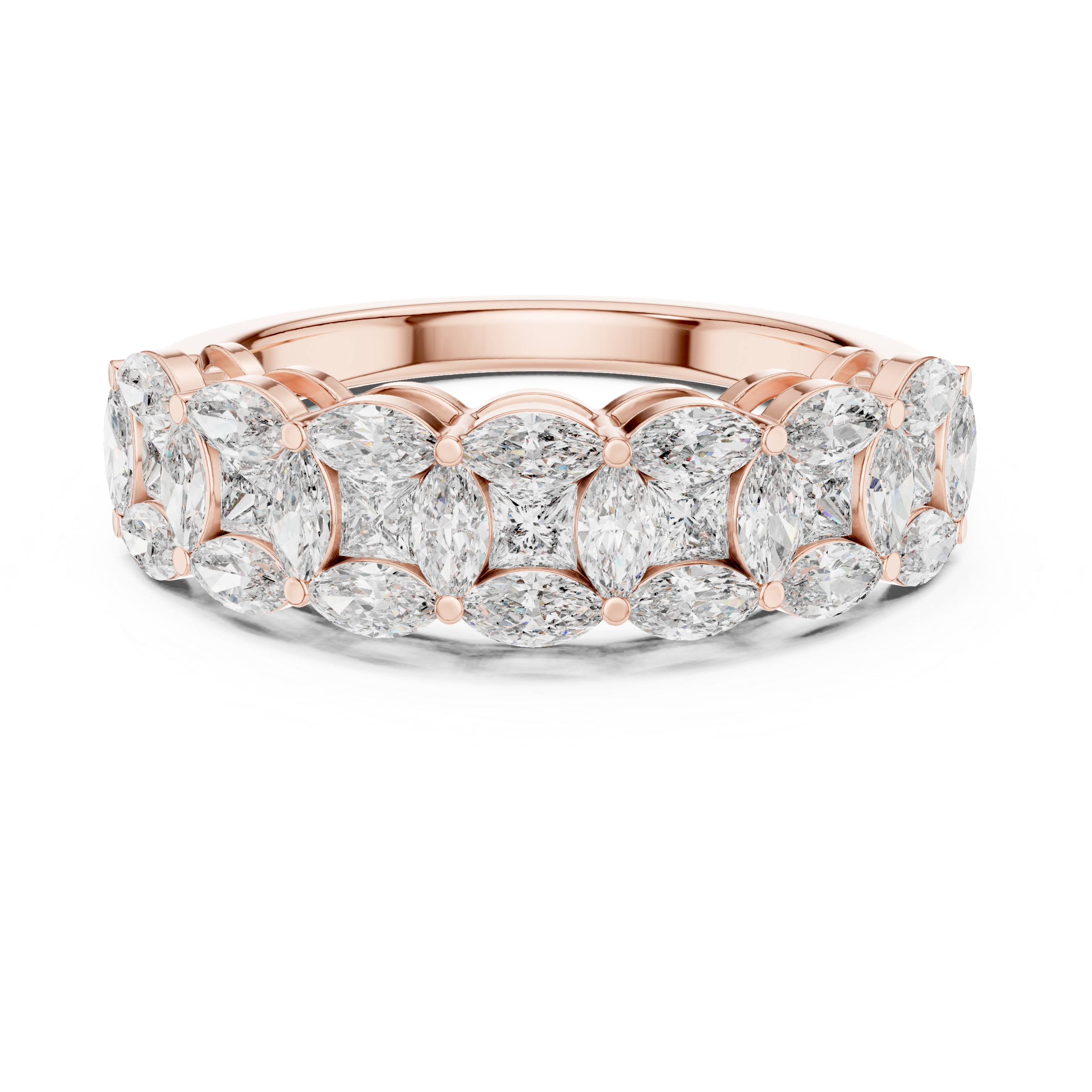 14K/18K Rose Gold Lab-Grown Diamond Half-Eternity Band Ring