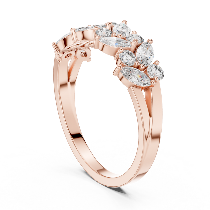 14K/18K Rose Gold Lab-Grown Diamond Designer Cluster Ring