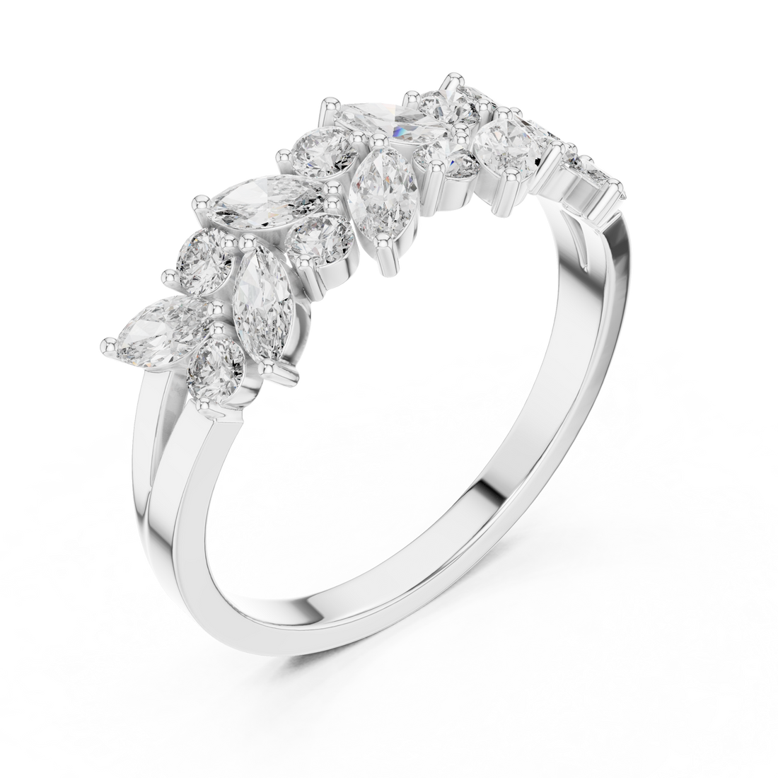 14K/18K Rose Gold Lab-Grown Diamond Designer Cluster Ring