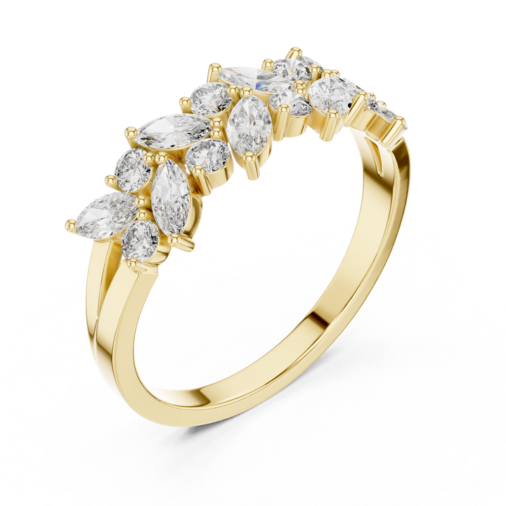 14K/18K Rose Gold Lab-Grown Diamond Designer Cluster Ring