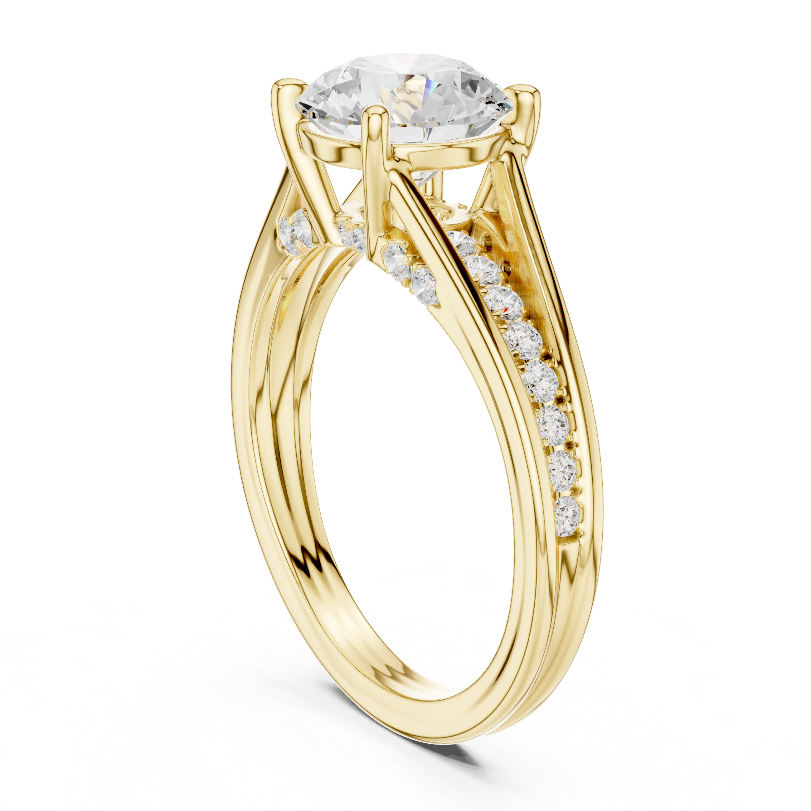 14K/18K Rose Gold Lab-Grown Diamond Solitaire Ring with Side Accents