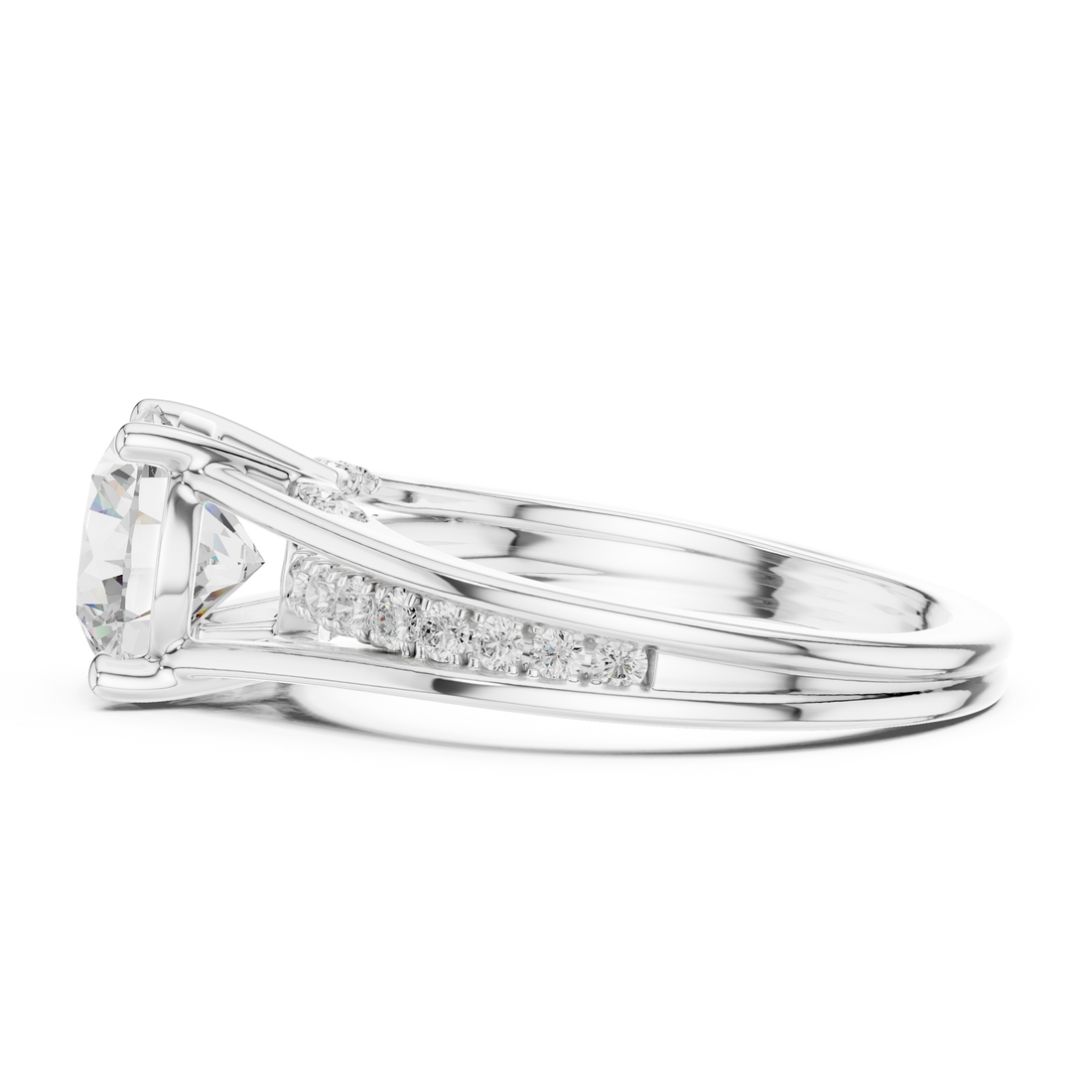 14K/18K Rose Gold Lab-Grown Diamond Solitaire Ring with Side Accents