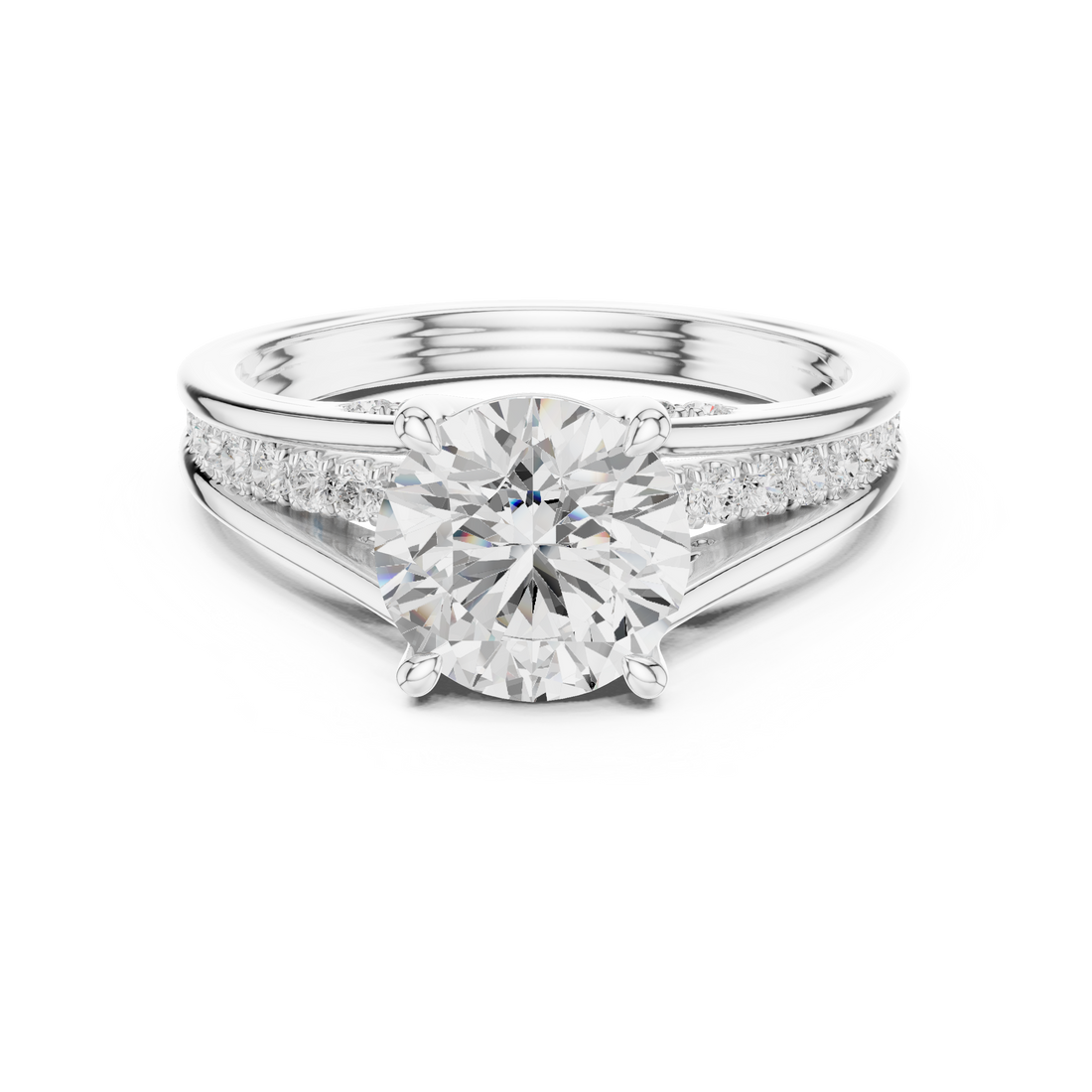 14K/18K Rose Gold Lab-Grown Diamond Solitaire Ring with Side Accents