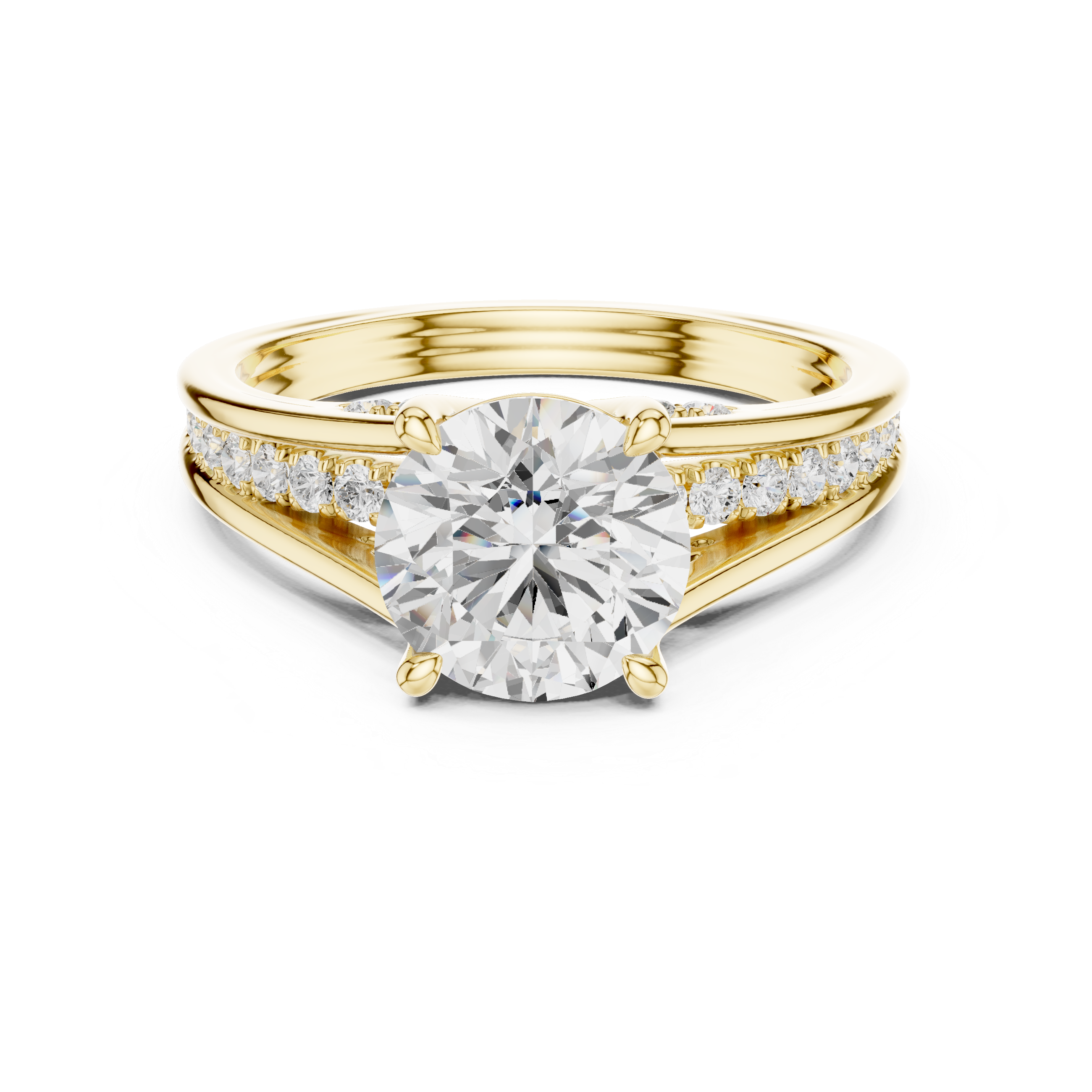 14K/18K Rose Gold Lab-Grown Diamond Solitaire Ring with Side Accents