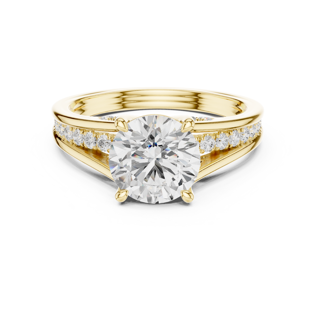 14K/18K Rose Gold Lab-Grown Diamond Solitaire Ring with Side Accents