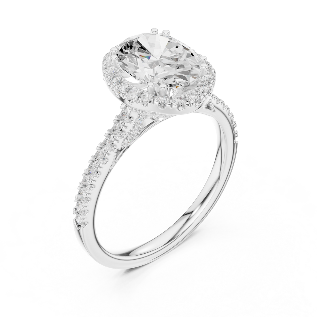 14K/18K Rose Gold Oval Halo Lab-Grown Diamond Engagement Ring