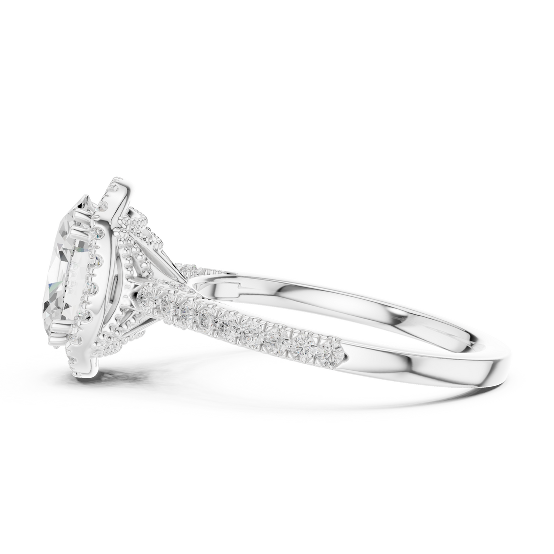 14K/18K Rose Gold Oval Halo Lab-Grown Diamond Engagement Ring