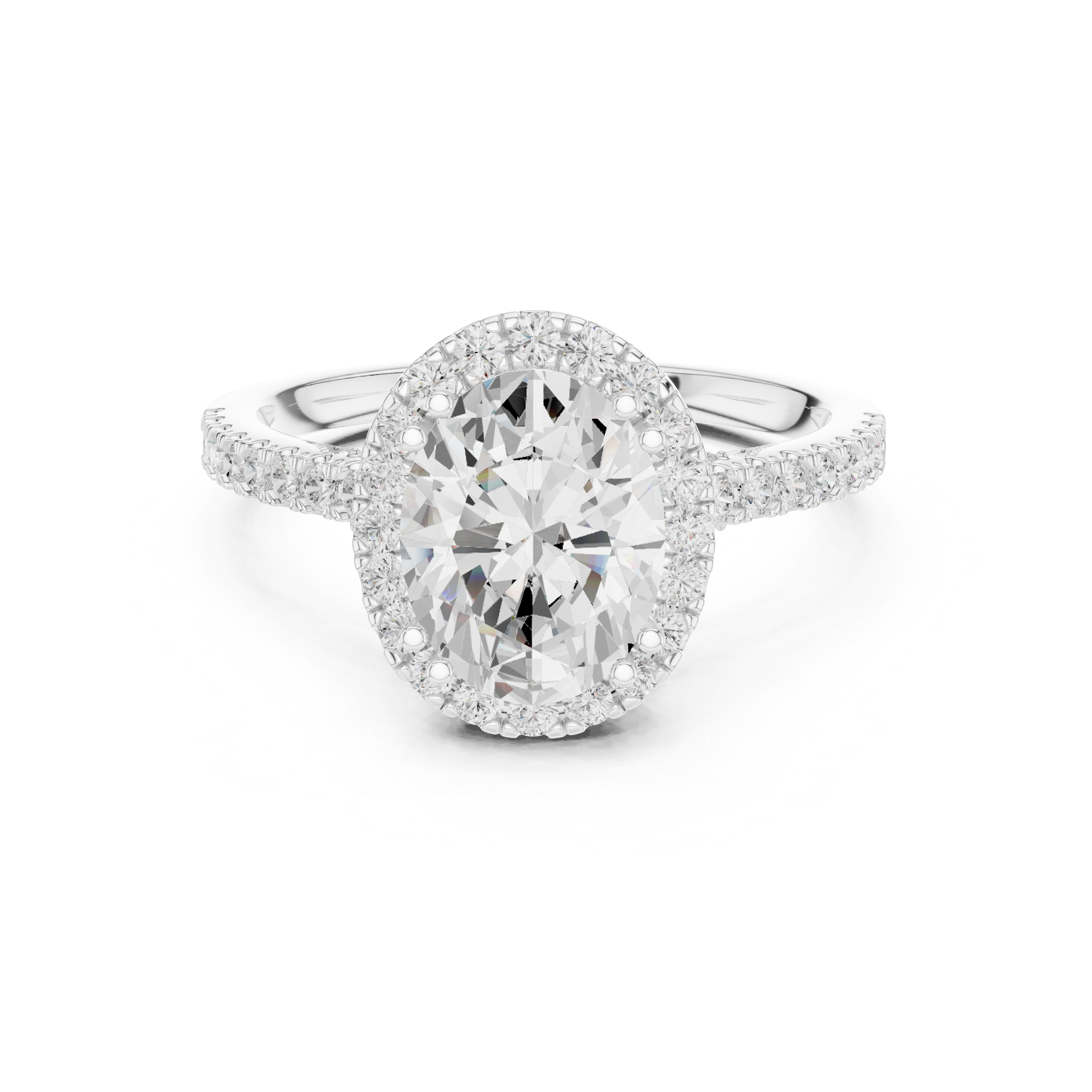 14K/18K Rose Gold Oval Halo Lab-Grown Diamond Engagement Ring