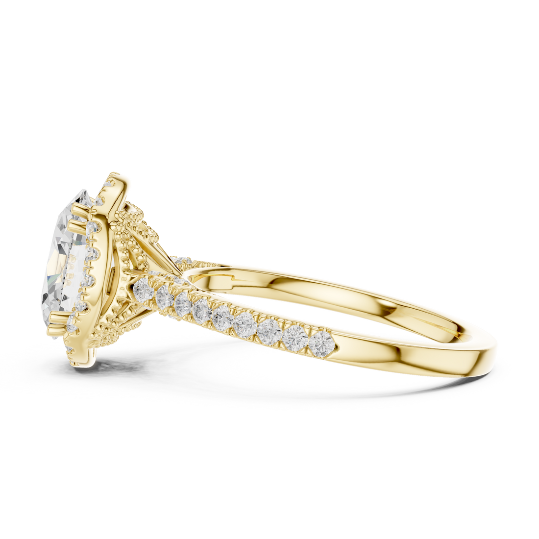 14K/18K Rose Gold Oval Halo Lab-Grown Diamond Engagement Ring