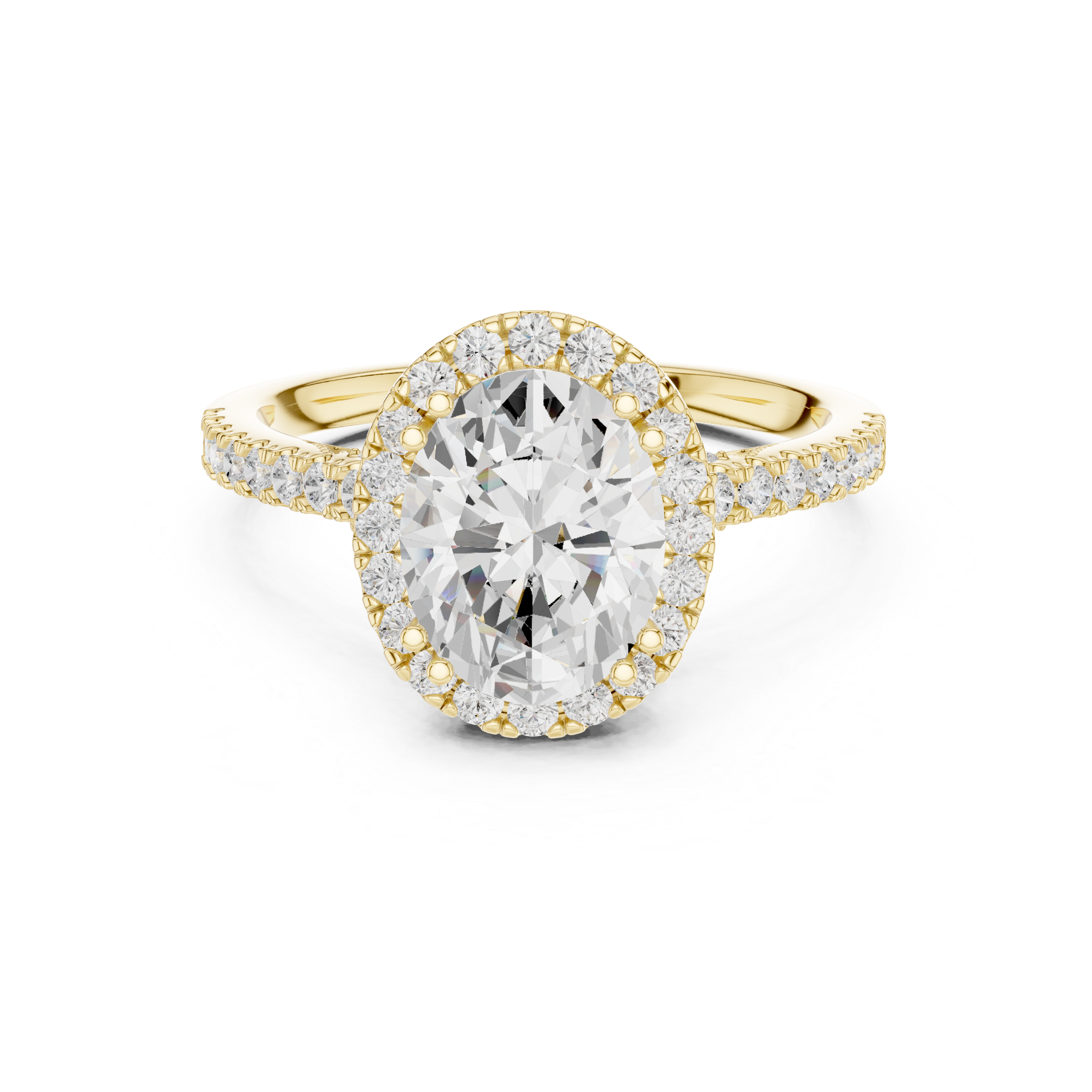 14K/18K Rose Gold Oval Halo Lab-Grown Diamond Engagement Ring