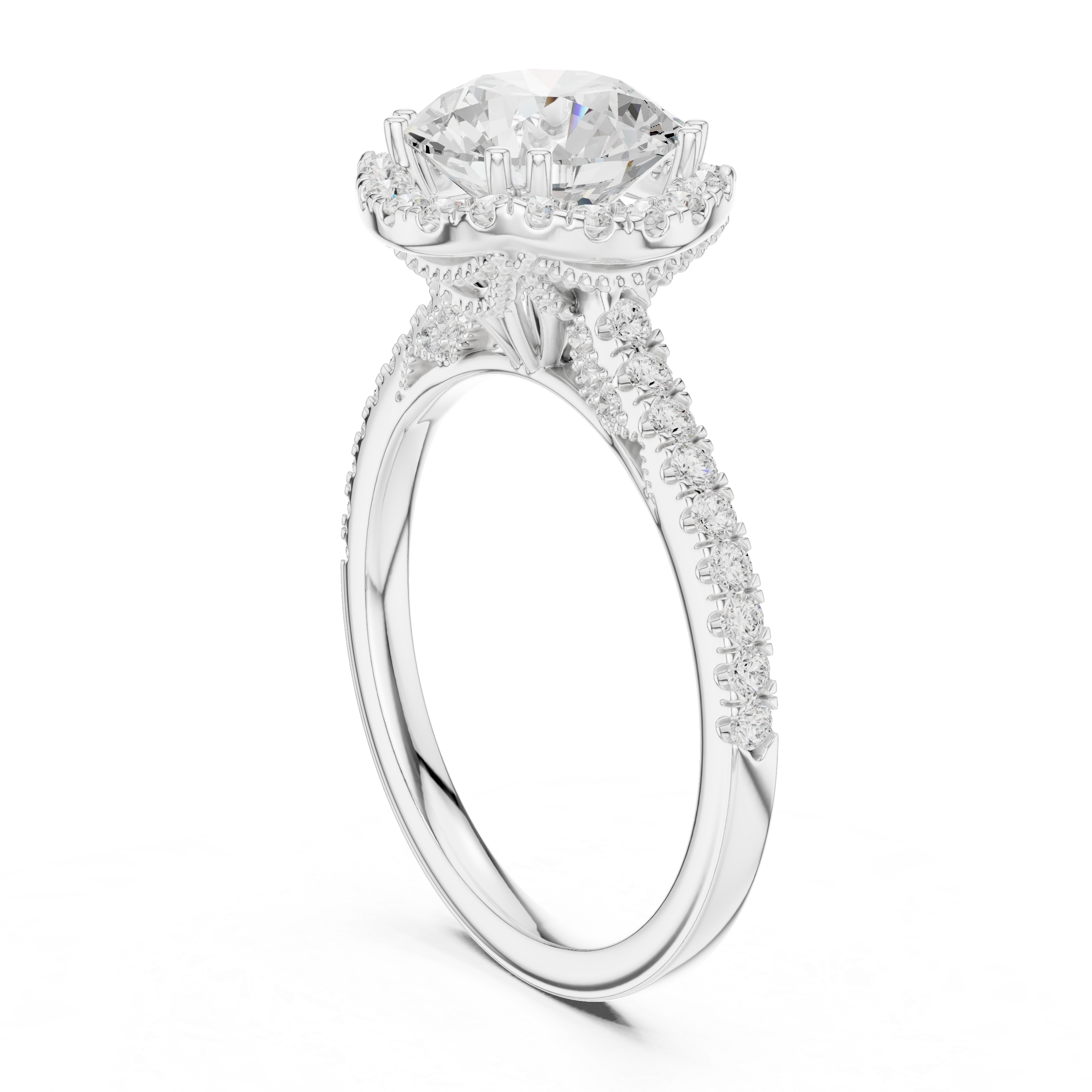 14K/18K Rose Gold Round Halo Lab-Grown Diamond Engagement Ring