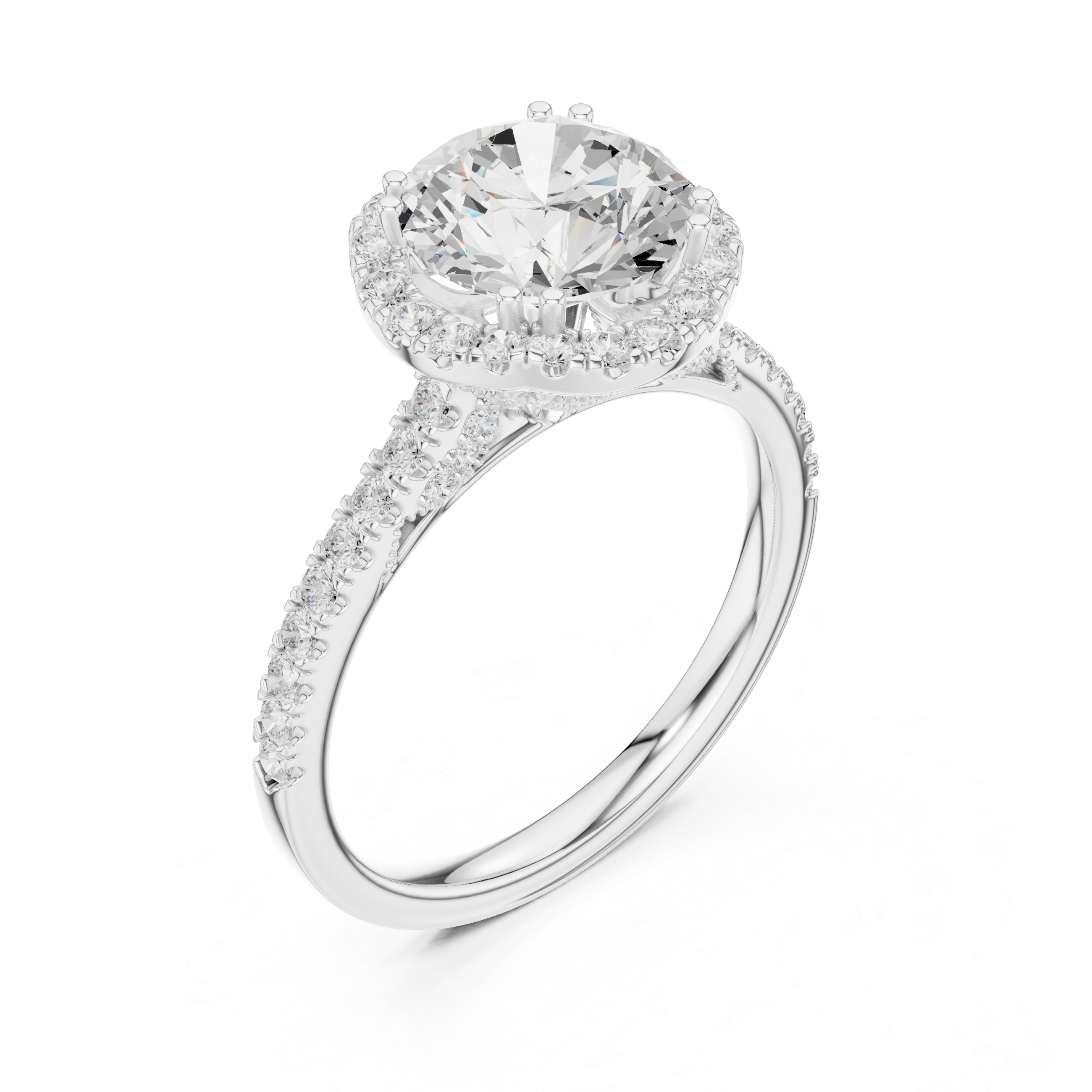 14K/18K Rose Gold Round Halo Lab-Grown Diamond Engagement Ring