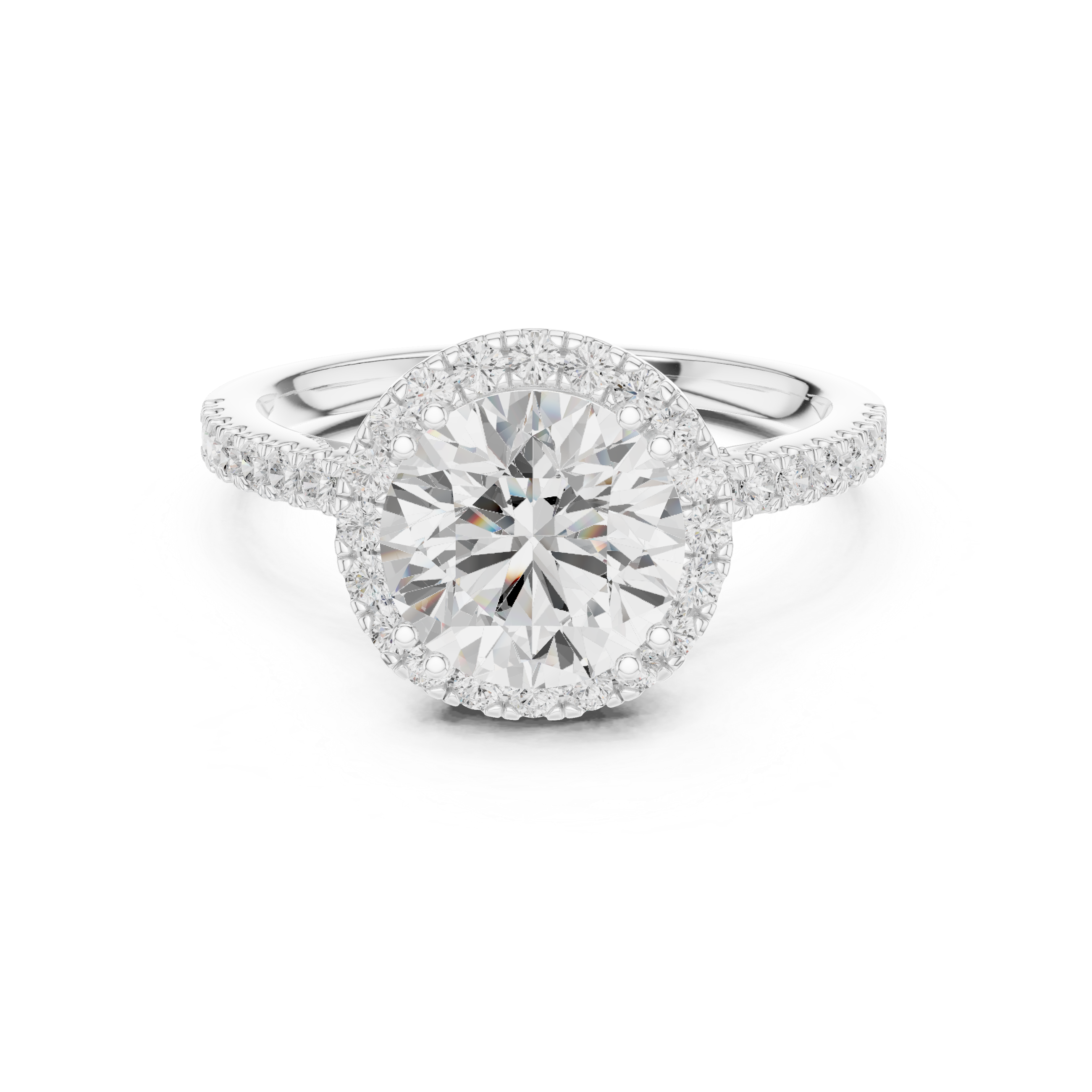 14K/18K Rose Gold Round Halo Lab-Grown Diamond Engagement Ring