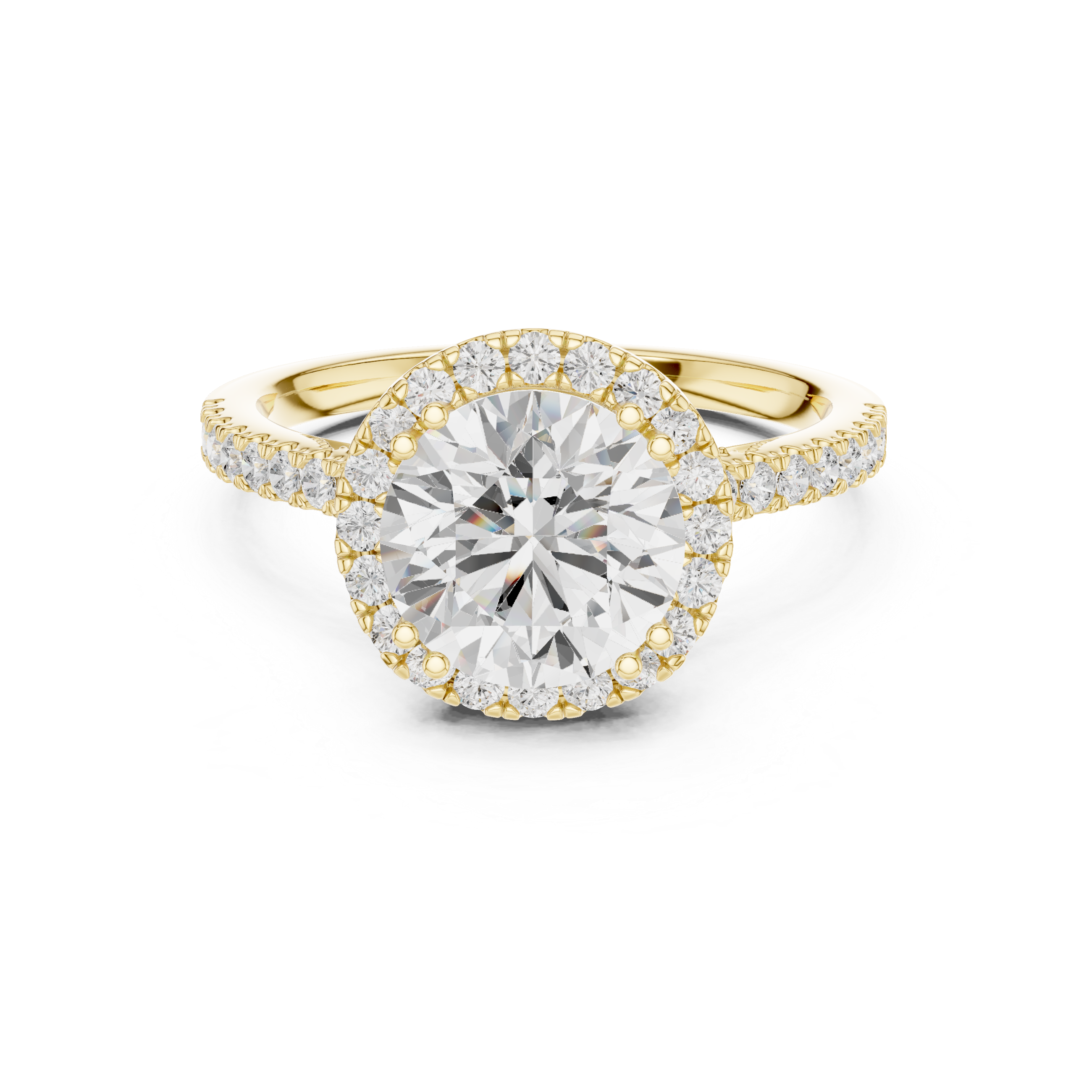 14K/18K Rose Gold Round Halo Lab-Grown Diamond Engagement Ring