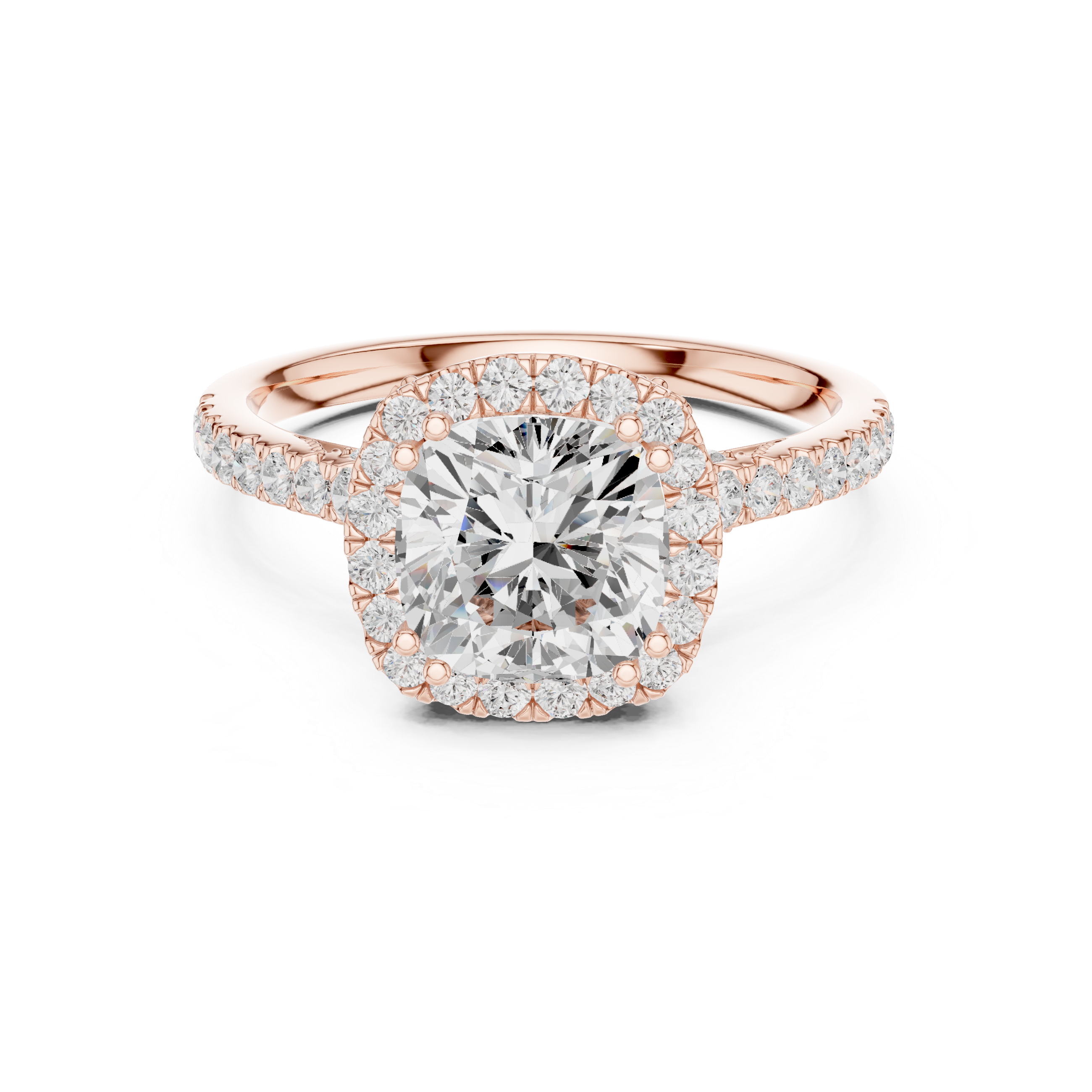 14K/18K Rose Gold Halo Lab-Grown Diamond Engagement Ring