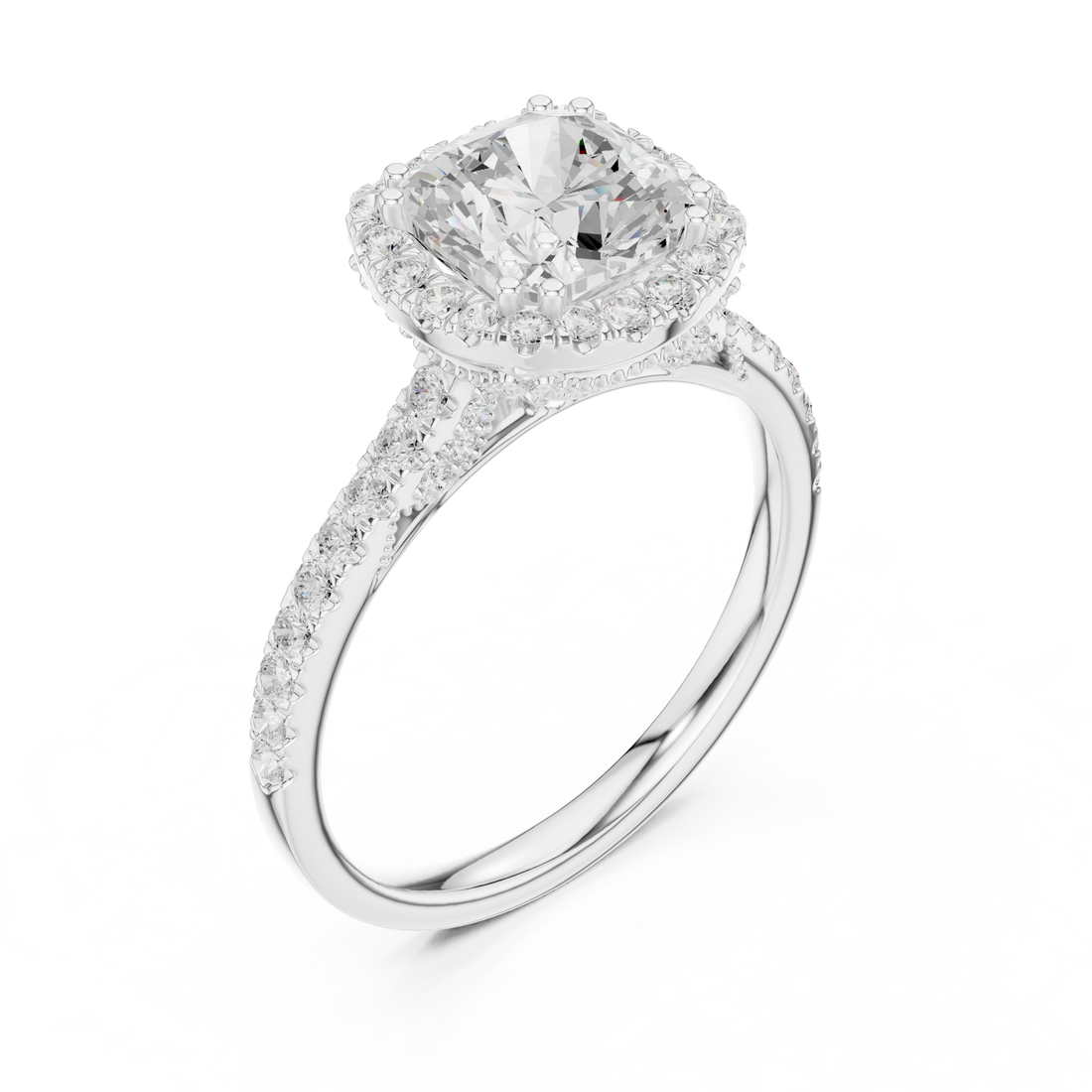 14K/18K Rose Gold Halo Lab-Grown Diamond Engagement Ring