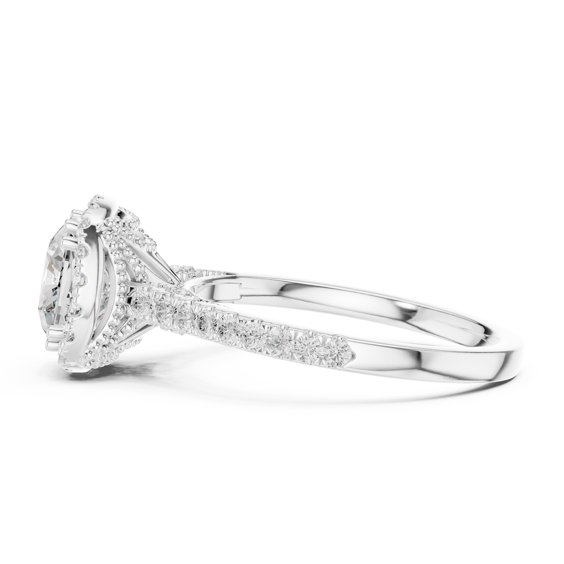14K/18K Rose Gold Halo Lab-Grown Diamond Engagement Ring
