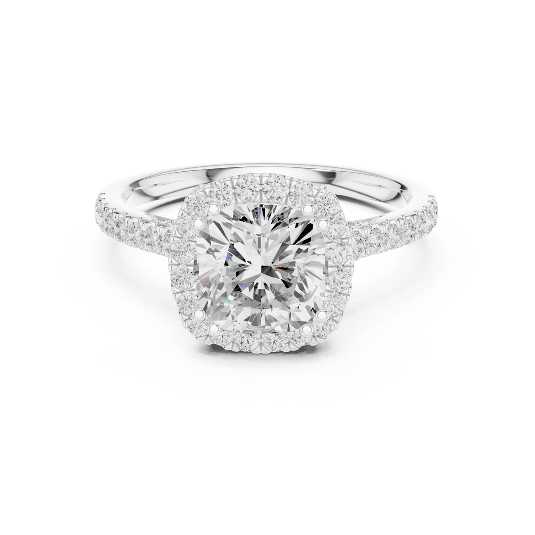 14K/18K Rose Gold Halo Lab-Grown Diamond Engagement Ring