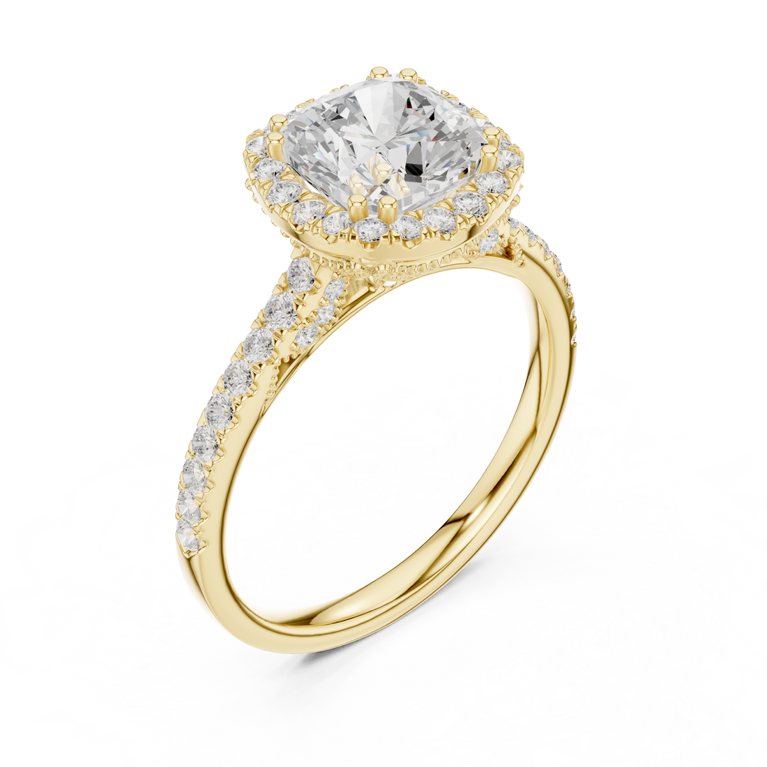 14K/18K Rose Gold Halo Lab-Grown Diamond Engagement Ring