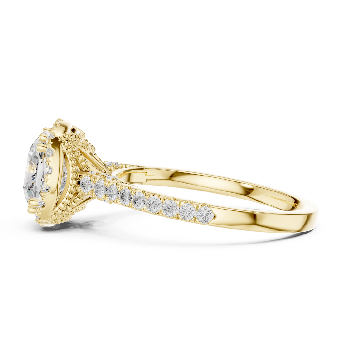 14K/18K Rose Gold Halo Lab-Grown Diamond Engagement Ring