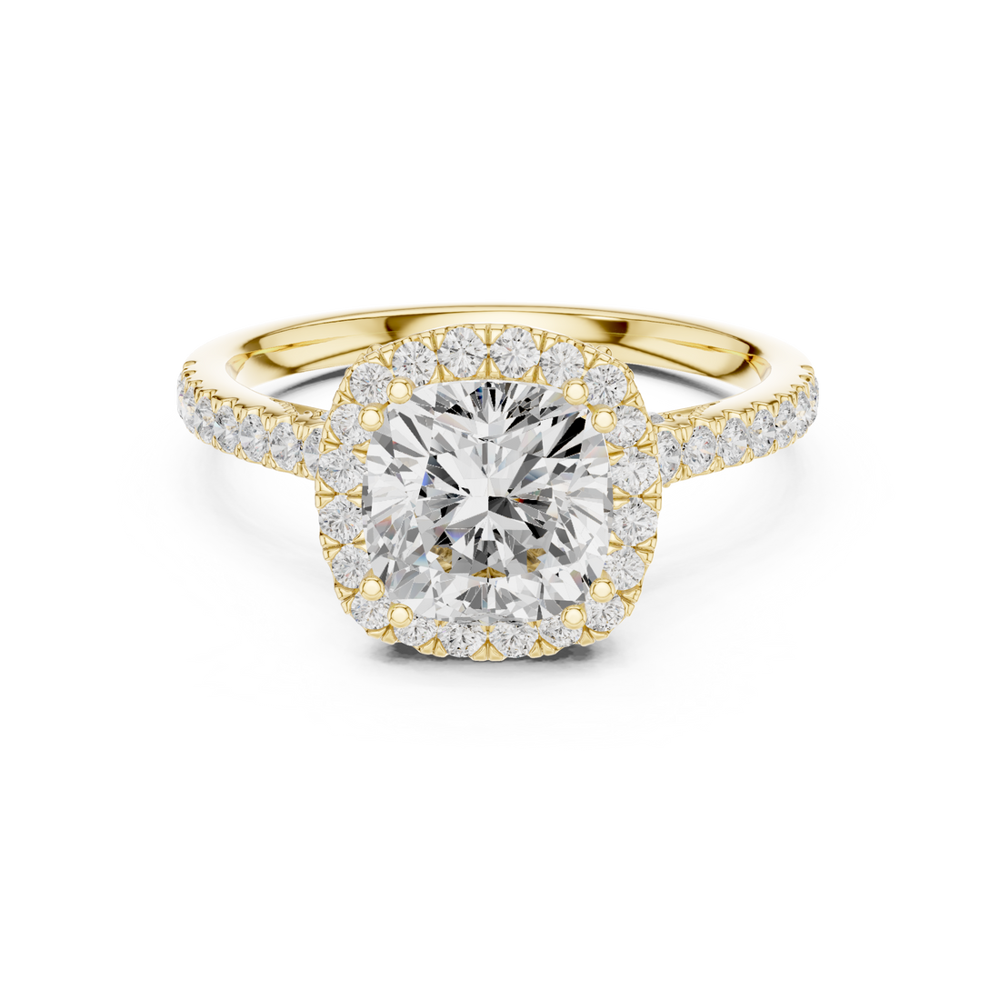 14K/18K Rose Gold Halo Lab-Grown Diamond Engagement Ring