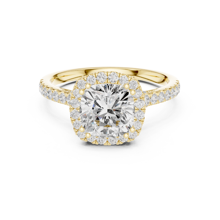 14K/18K Rose Gold Halo Lab-Grown Diamond Engagement Ring